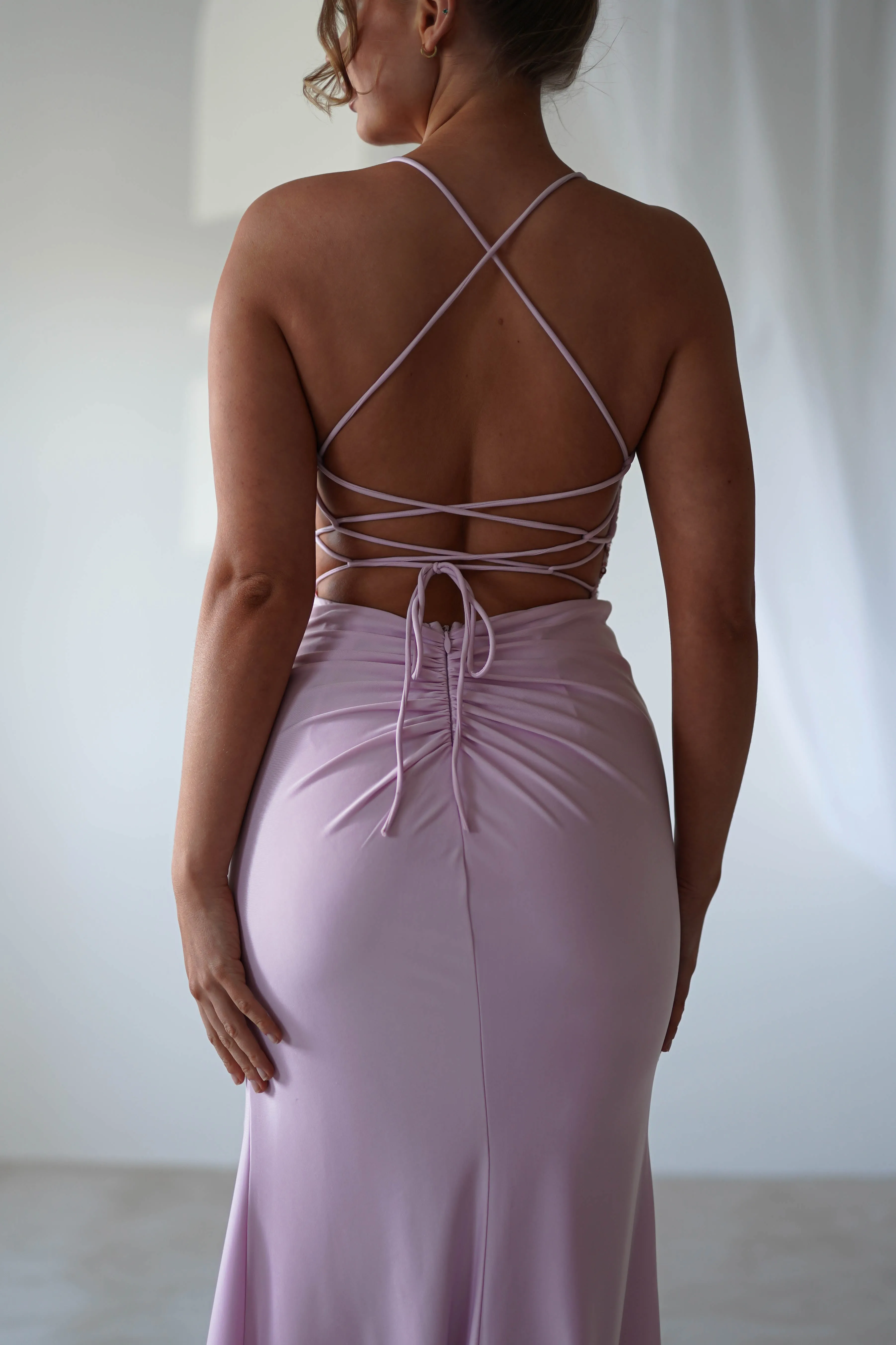 Larna Sequin Bust Bodycon Gown | Light Pink