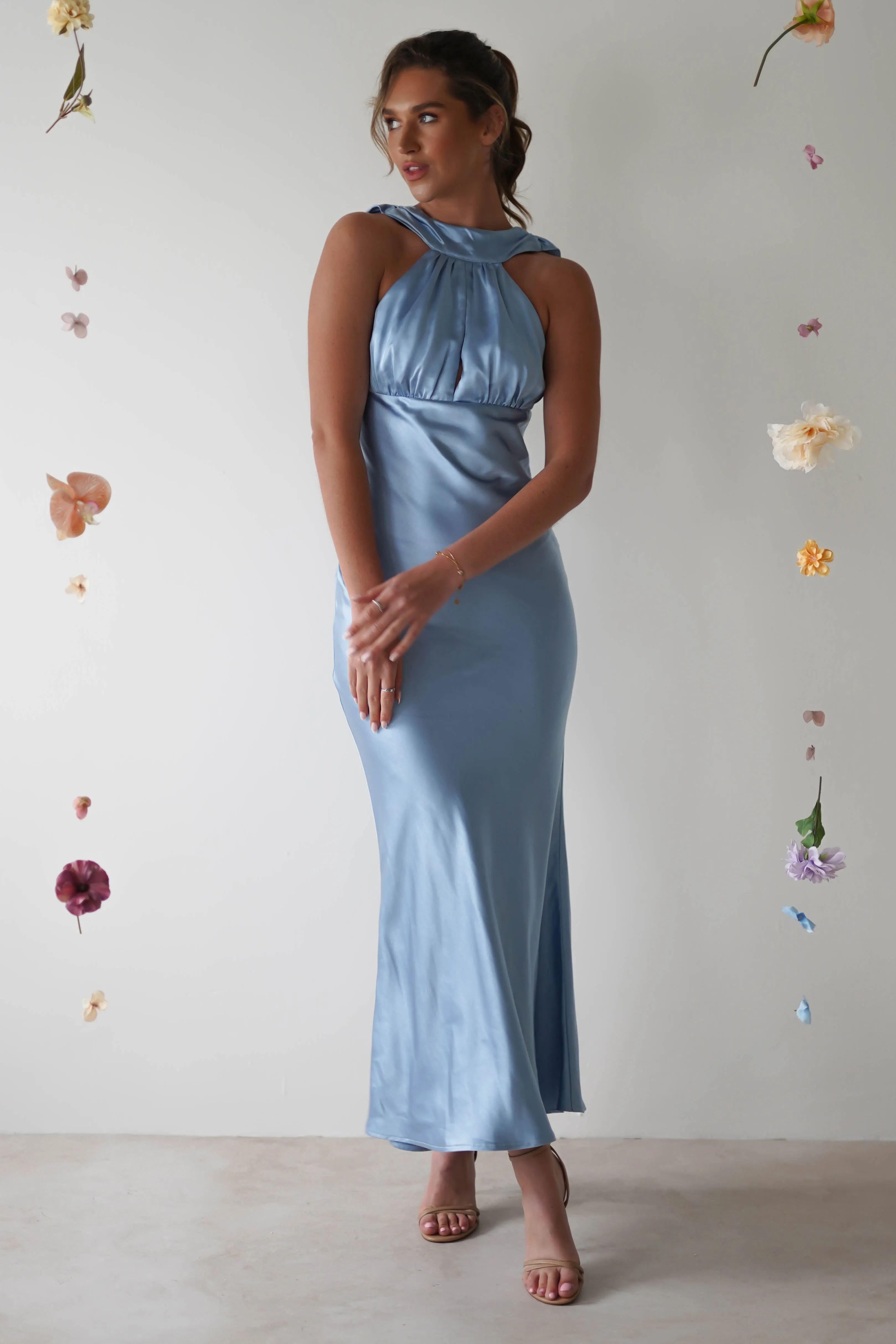 Lauryn Halter Neck Maxi Dress | Light Blue