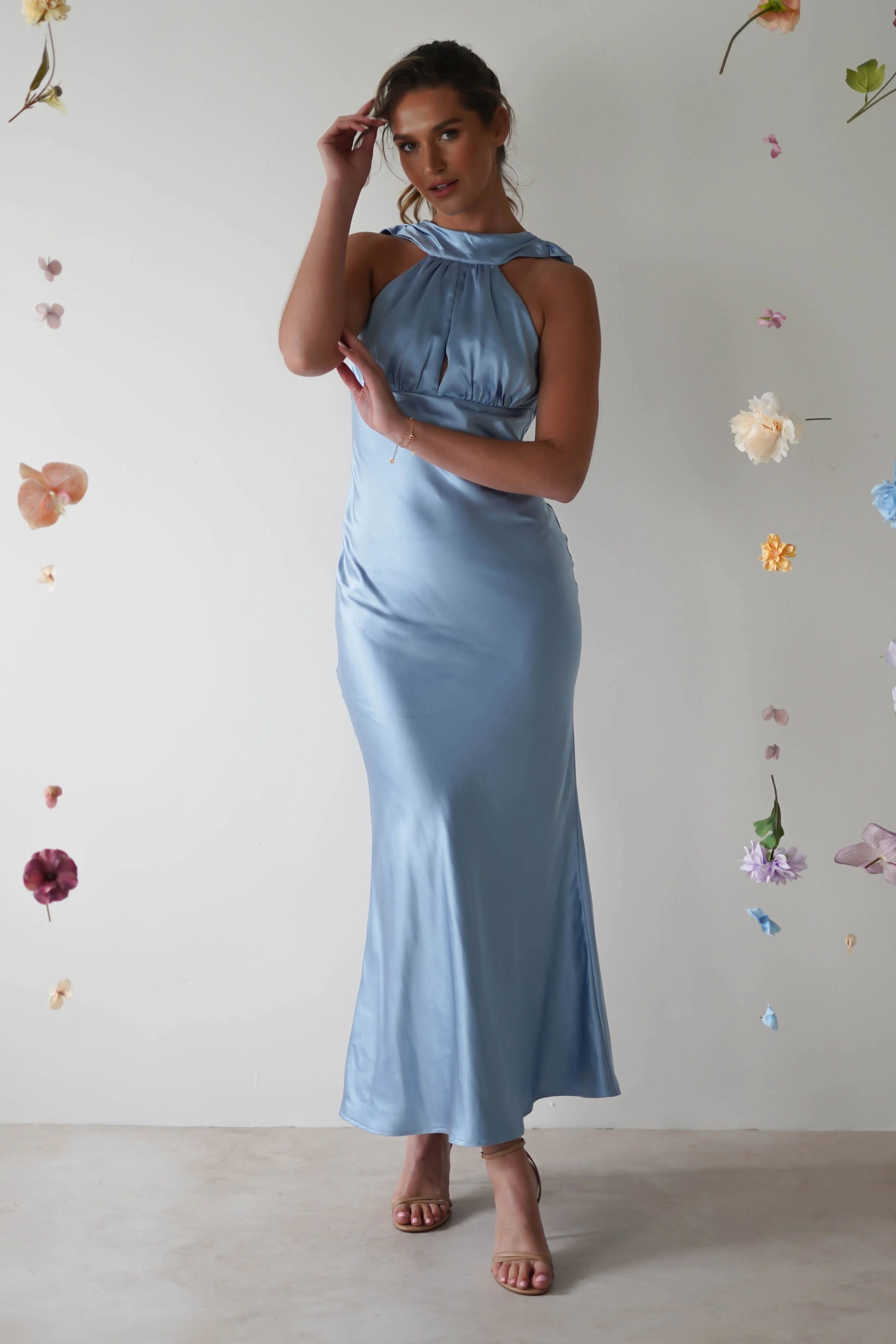 Lauryn Halter Neck Maxi Dress | Light Blue