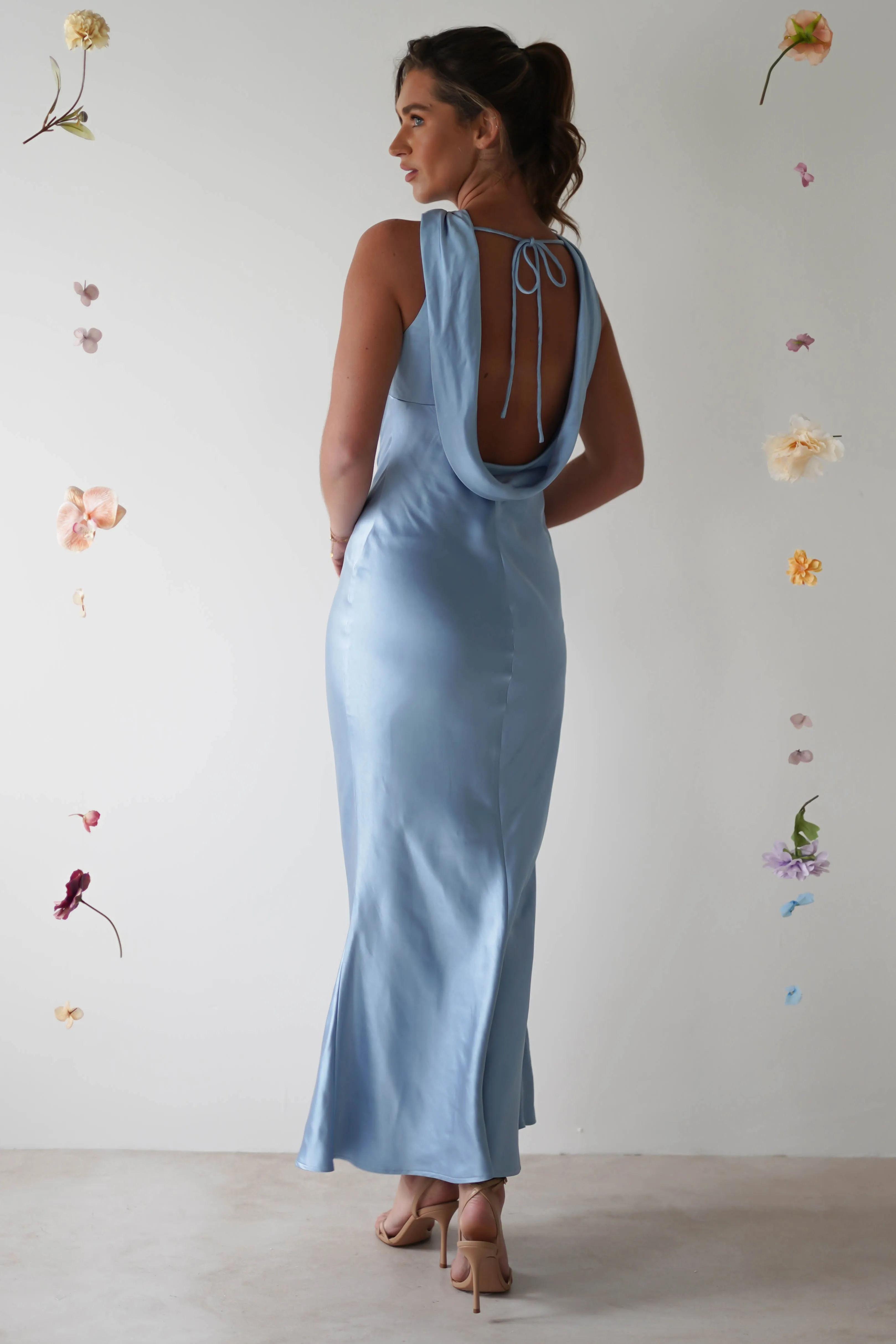 Lauryn Halter Neck Maxi Dress | Light Blue
