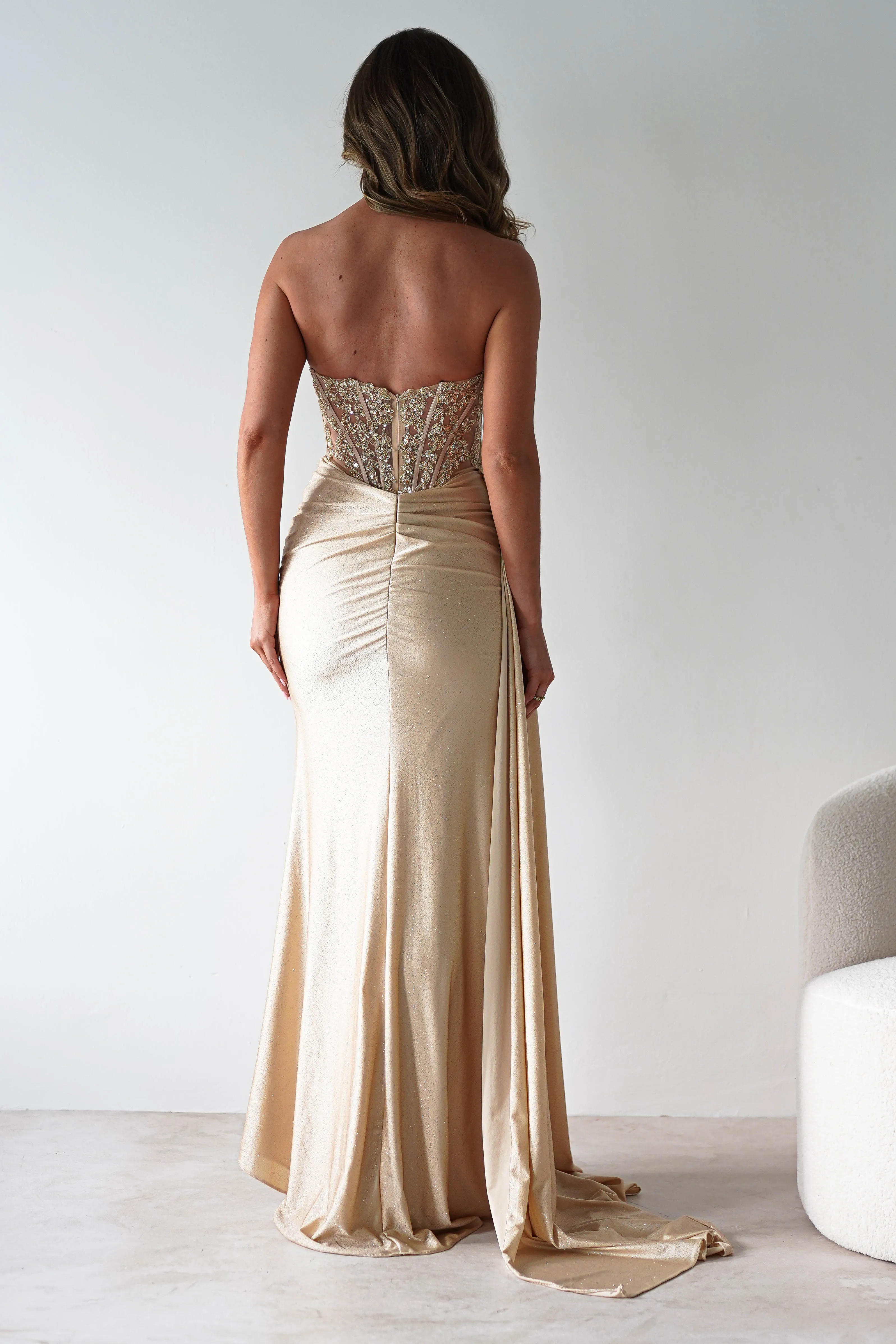 Lavelle Glitter Bodycon Gown | Gold