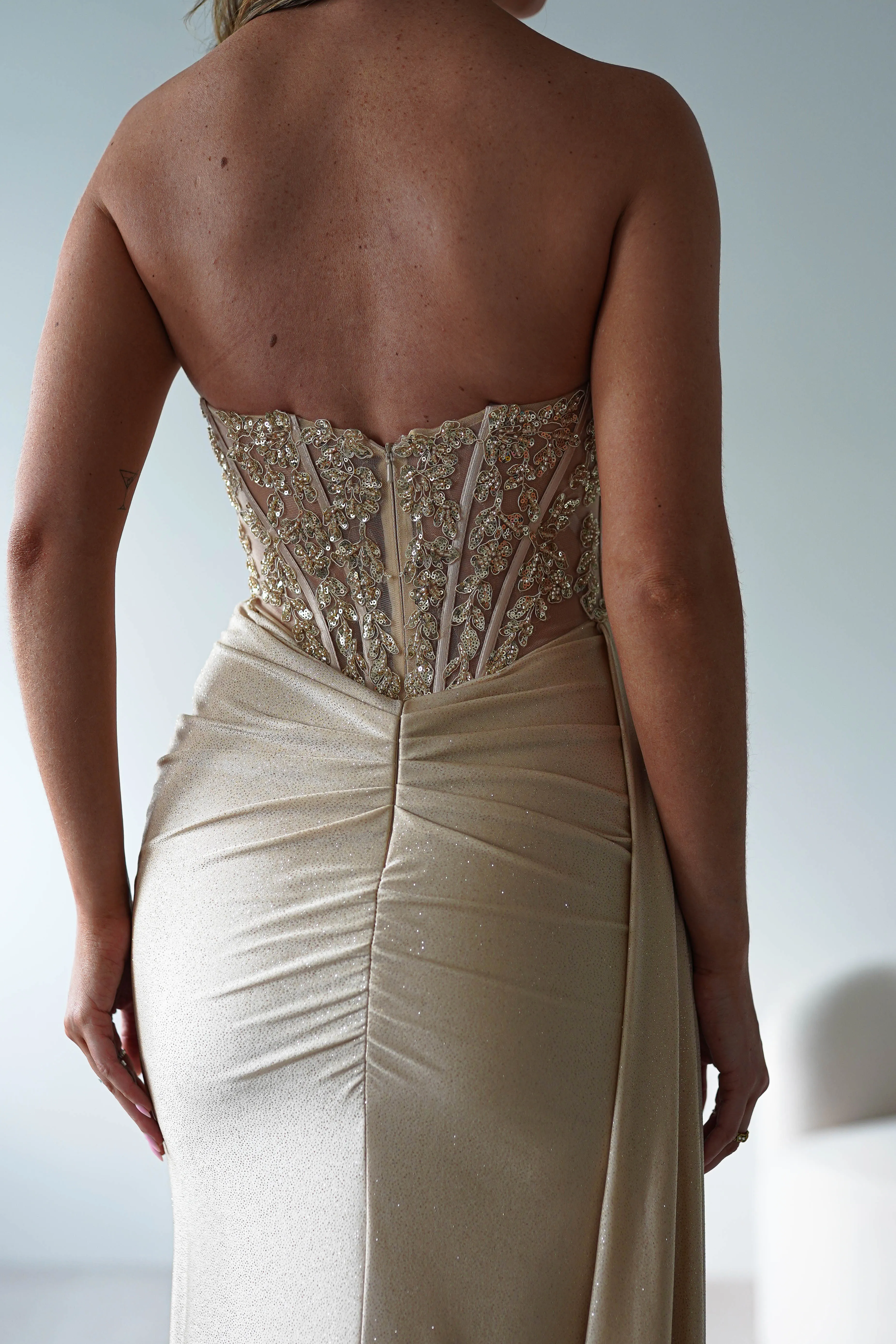 Lavelle Glitter Bodycon Gown | Gold