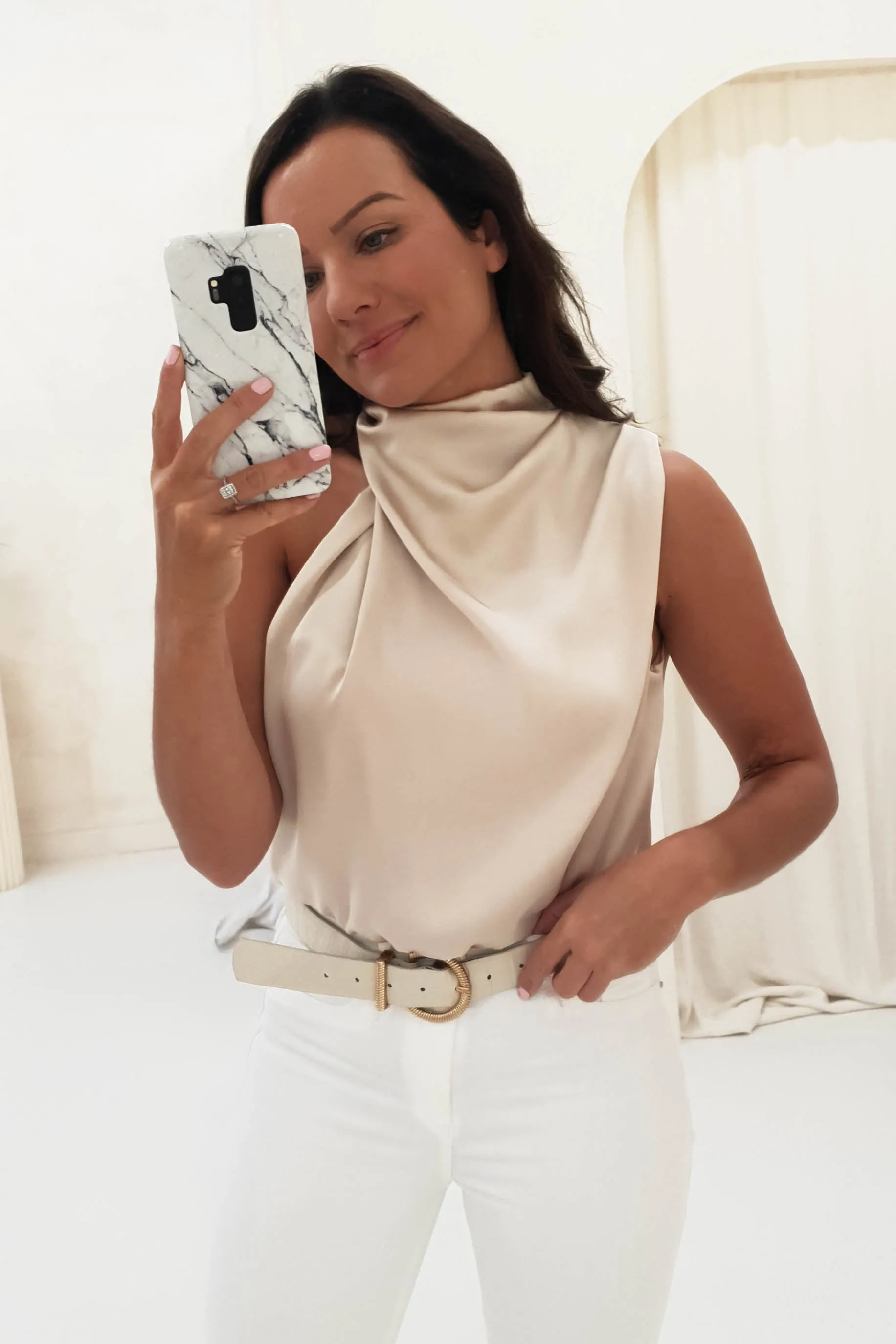 Layla Soft Satin Crop Top | Champagne