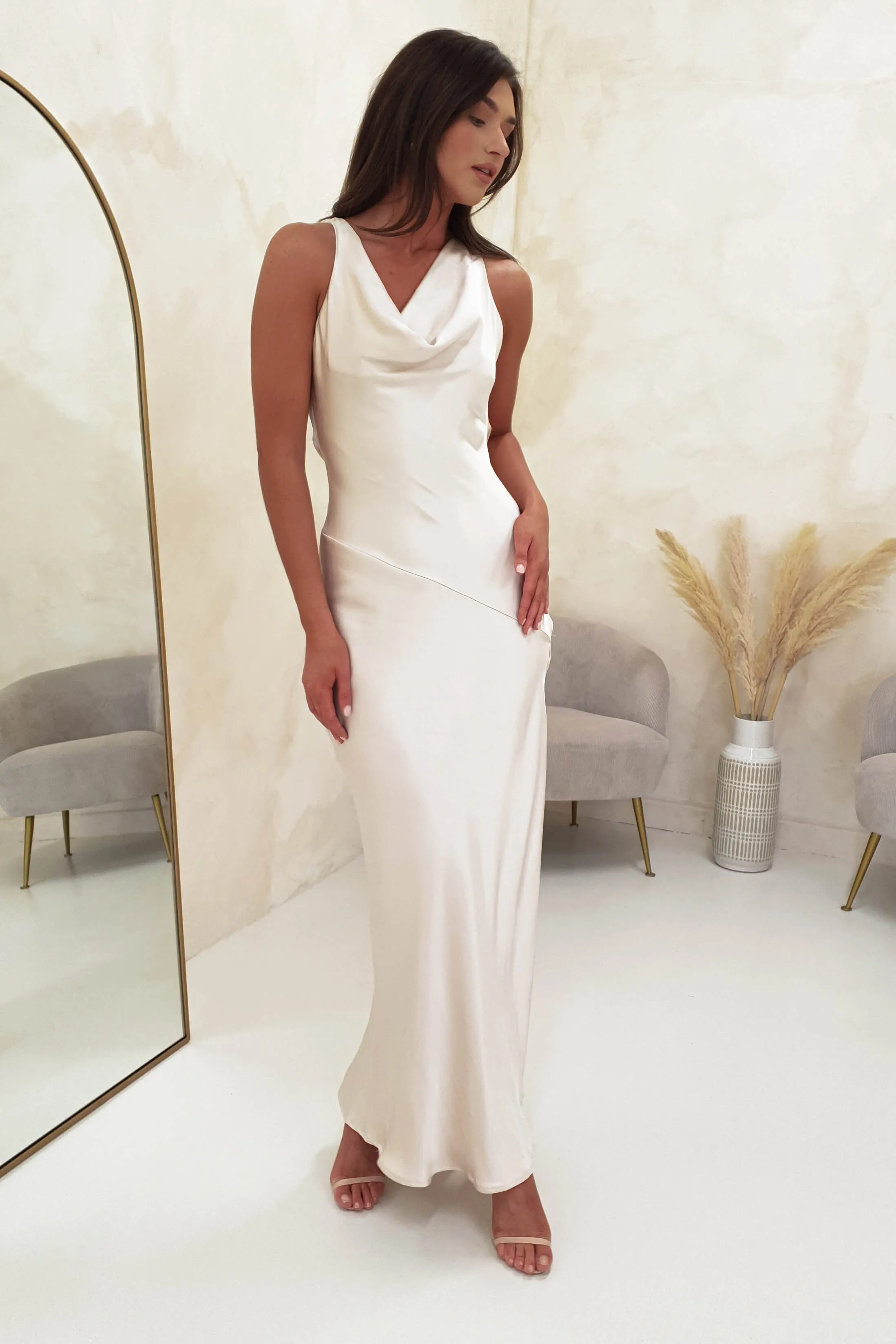 Leah Cowl Neckline Maxi Dress | Champange