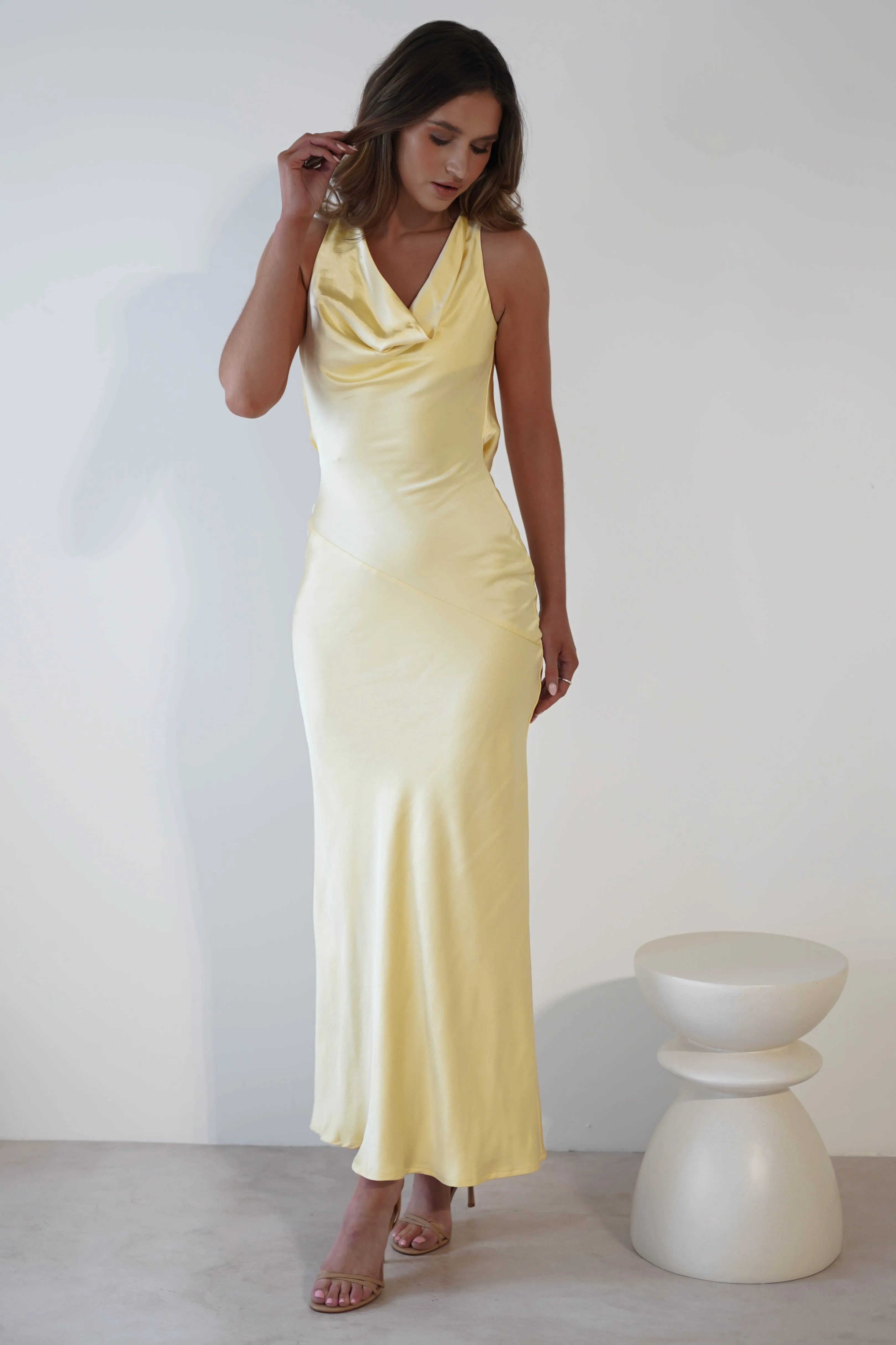 Leah Cowl Neckline Maxi Dress | Yellow