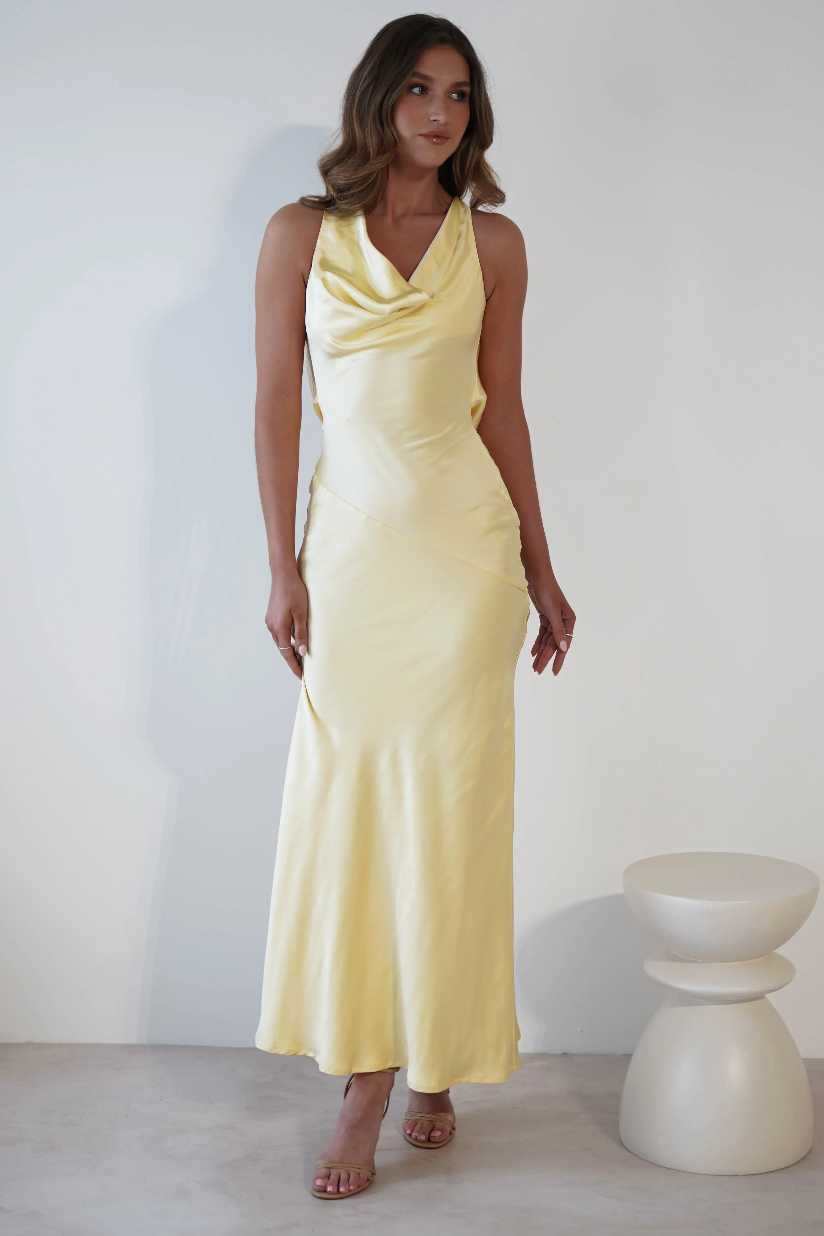 Leah Cowl Neckline Maxi Dress | Yellow