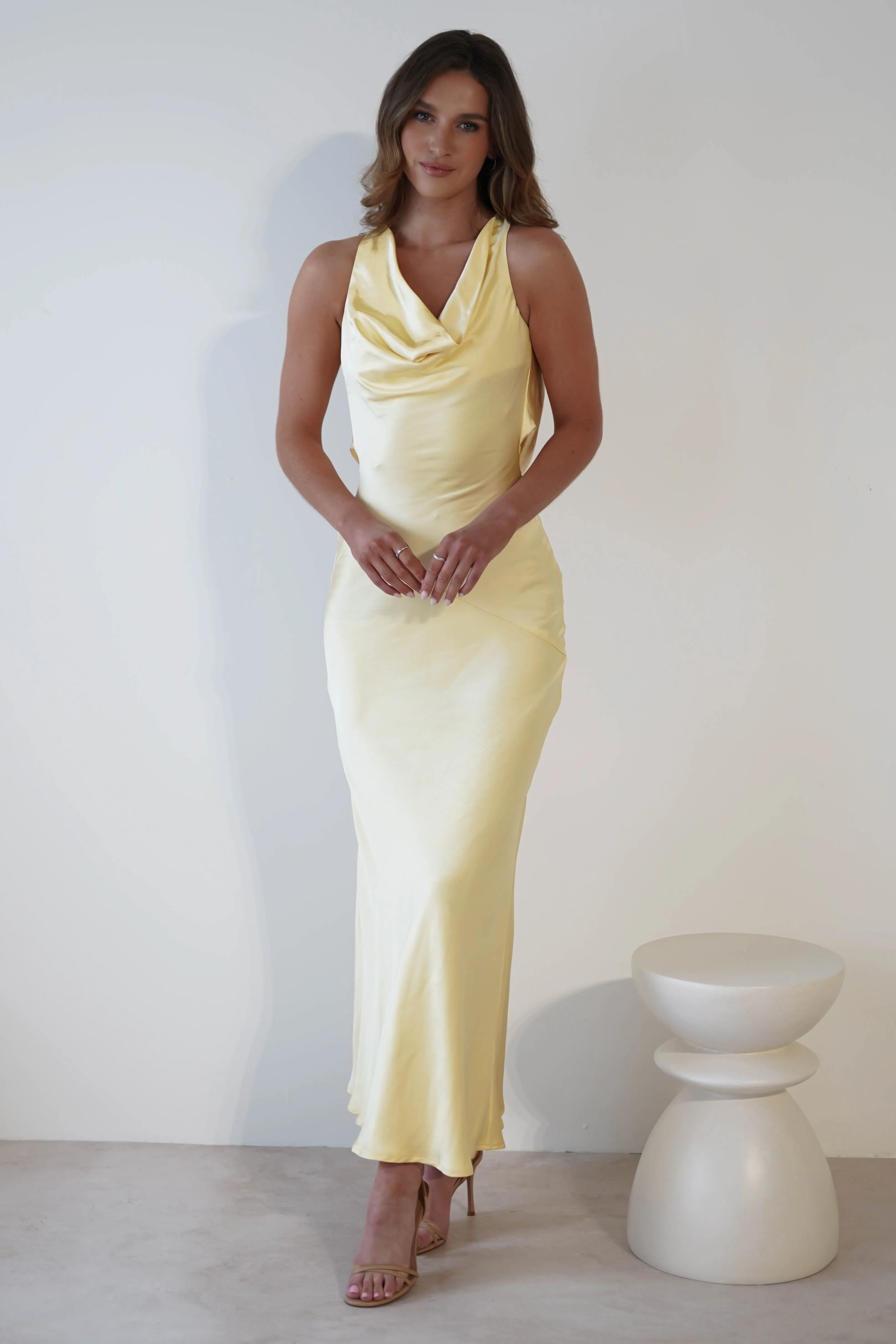 Leah Cowl Neckline Maxi Dress | Yellow
