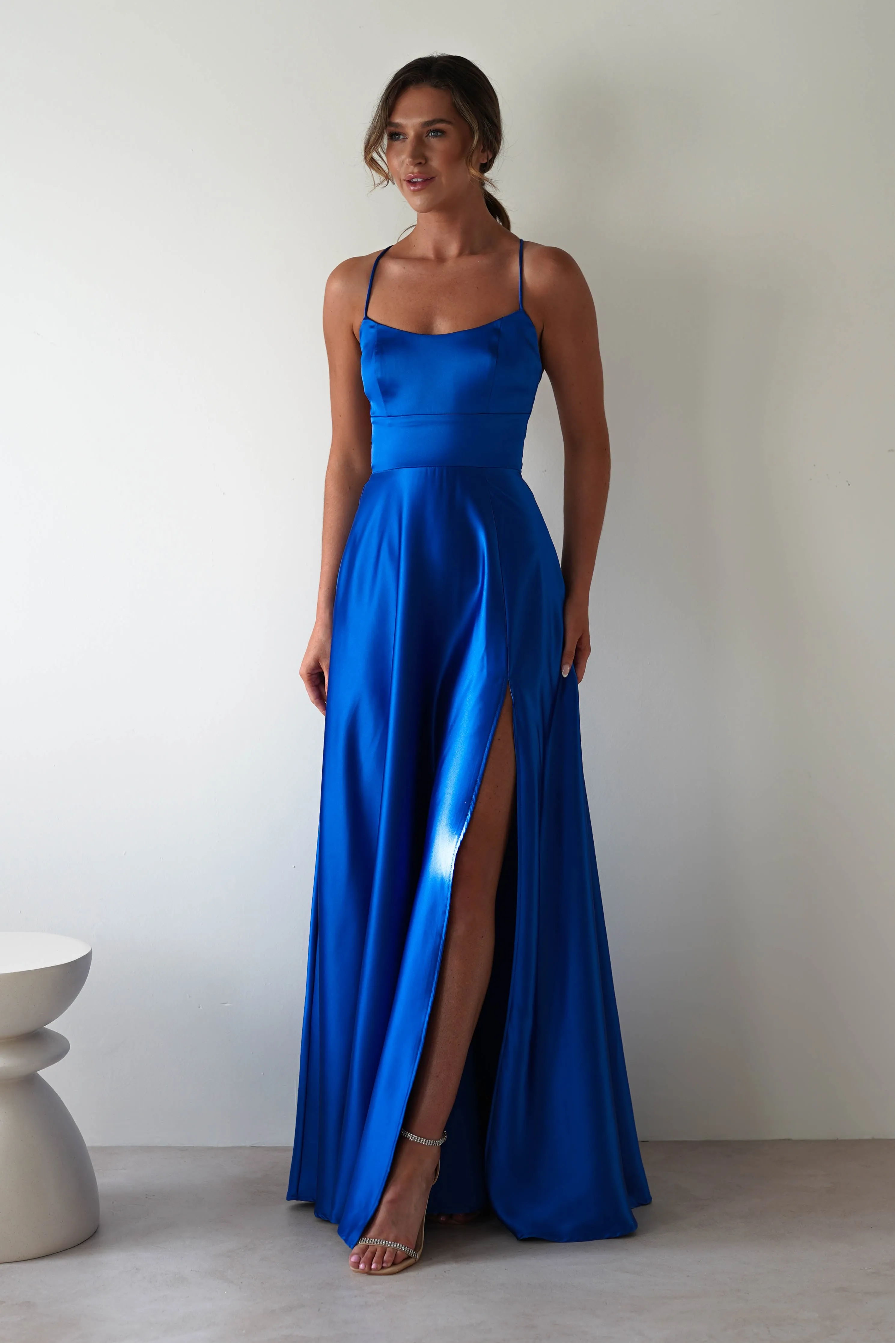 Leelie Silky Satin Maxi Gown | Royal Blue