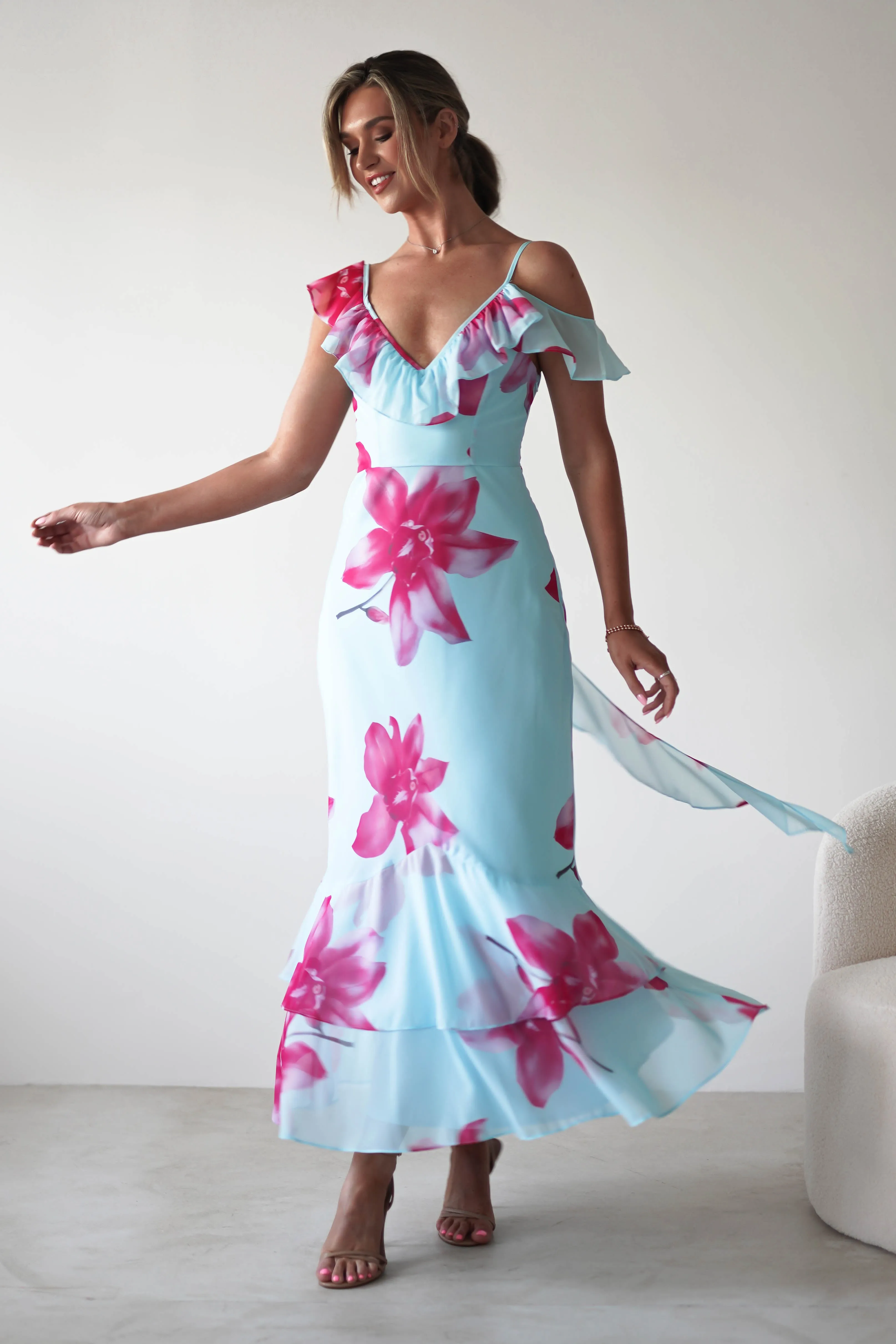 Leonie Floral Print Maxi Dress | Blue