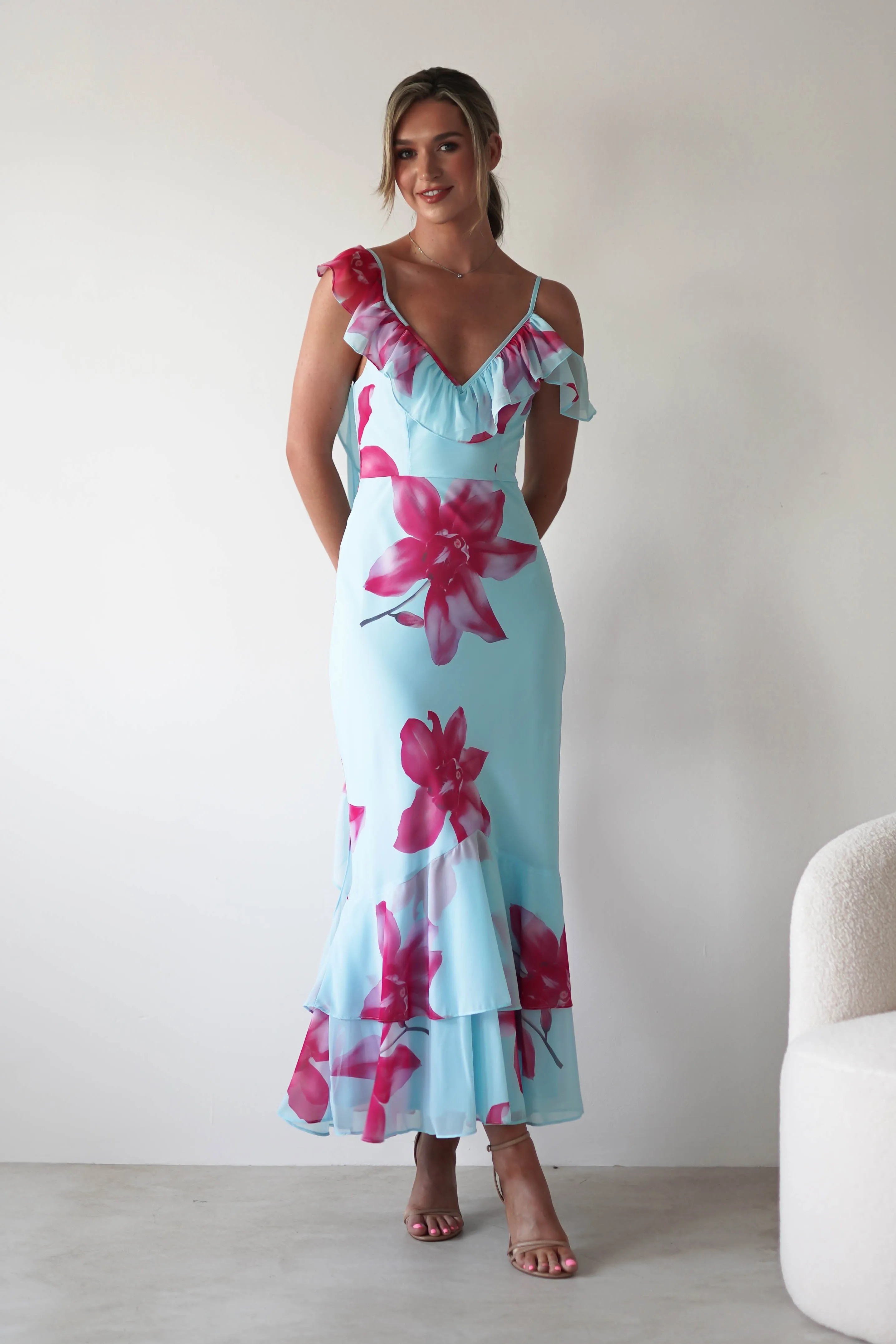 Leonie Floral Print Maxi Dress | Blue