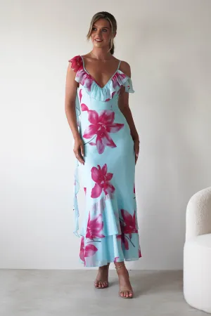 Leonie Floral Print Maxi Dress | Blue