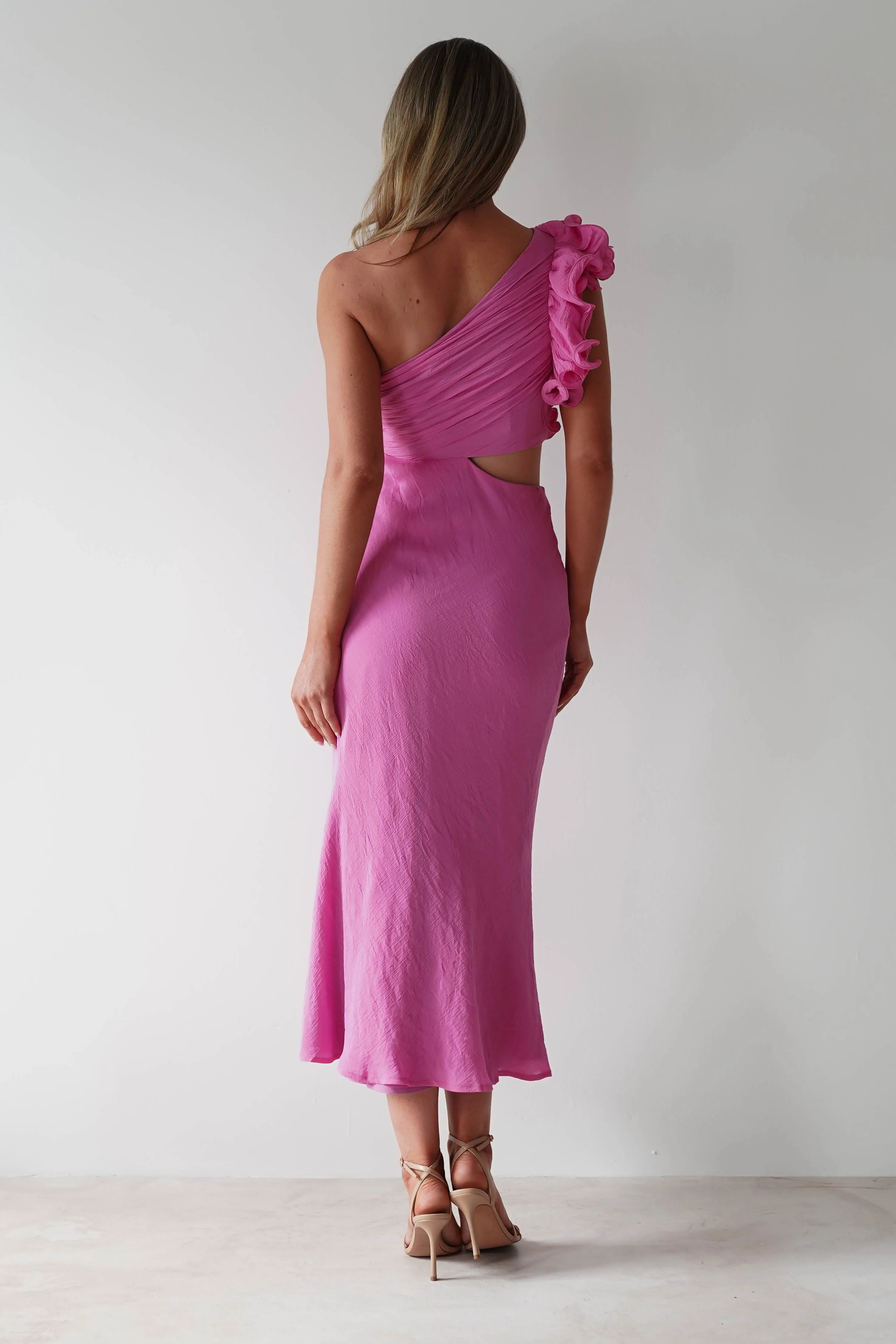 Logen Ruffle Sleeve Midaxi | Pink