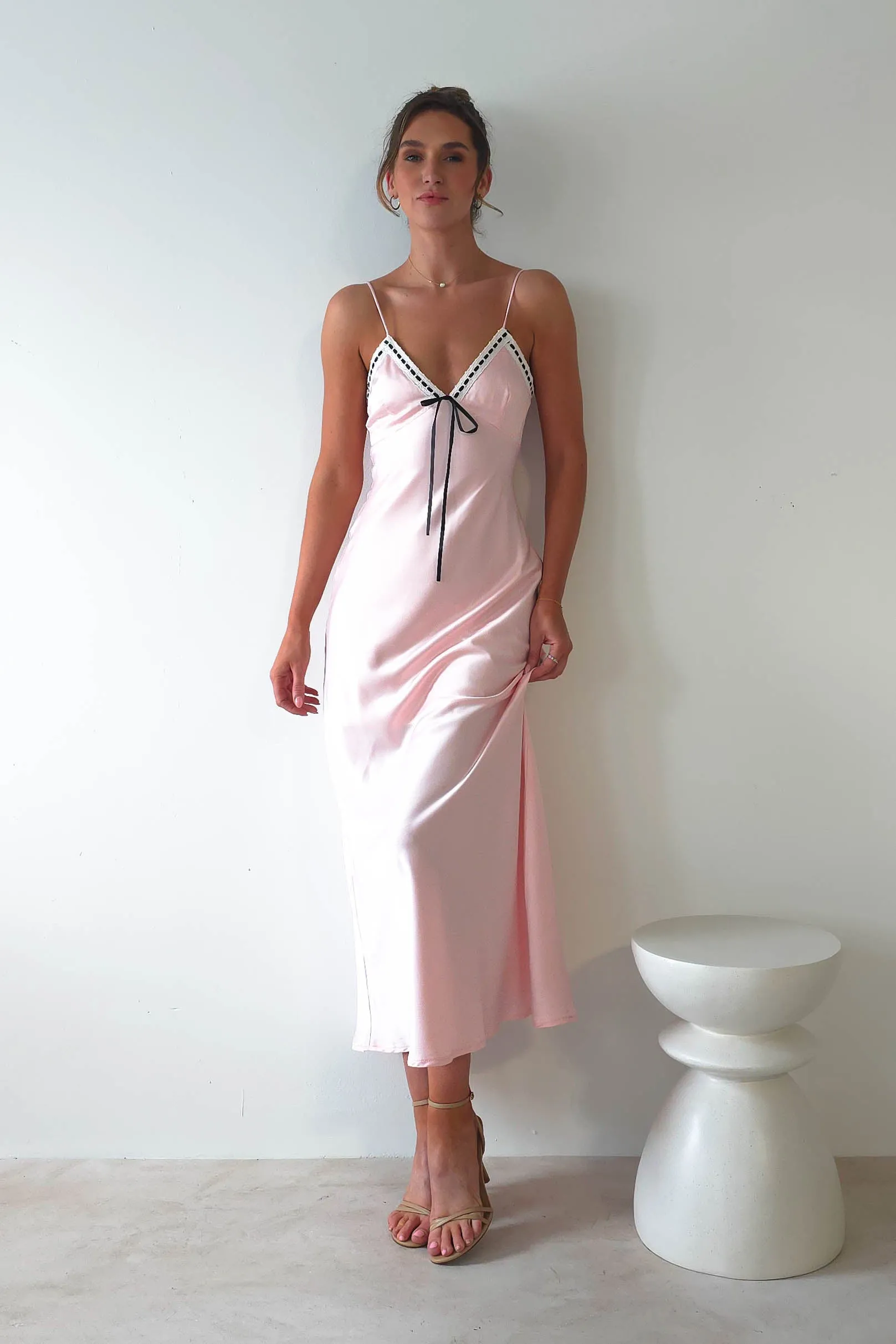 Lottie Soft Satin Slip Maxi Dress | Rose Pink