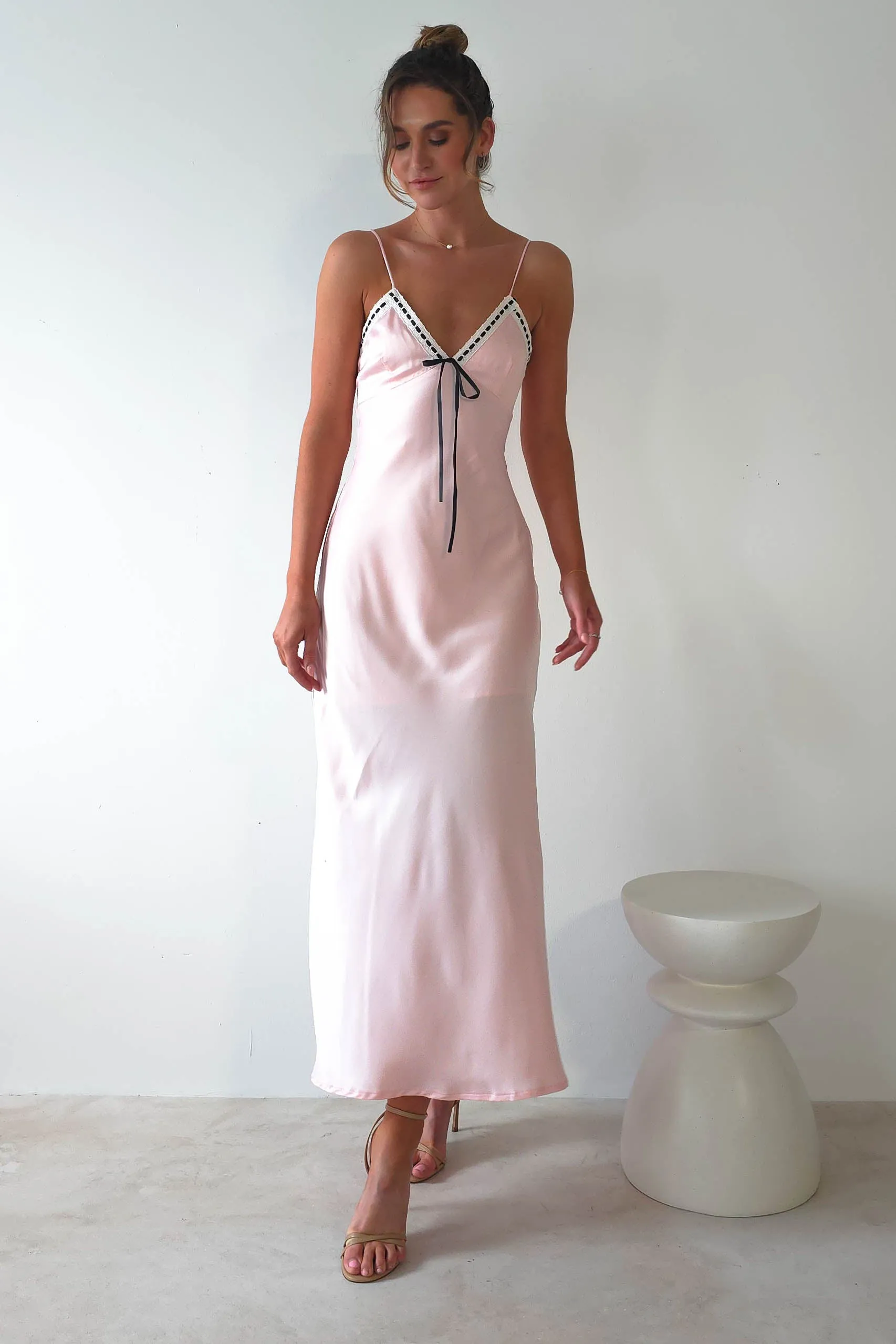 Lottie Soft Satin Slip Maxi Dress | Rose Pink