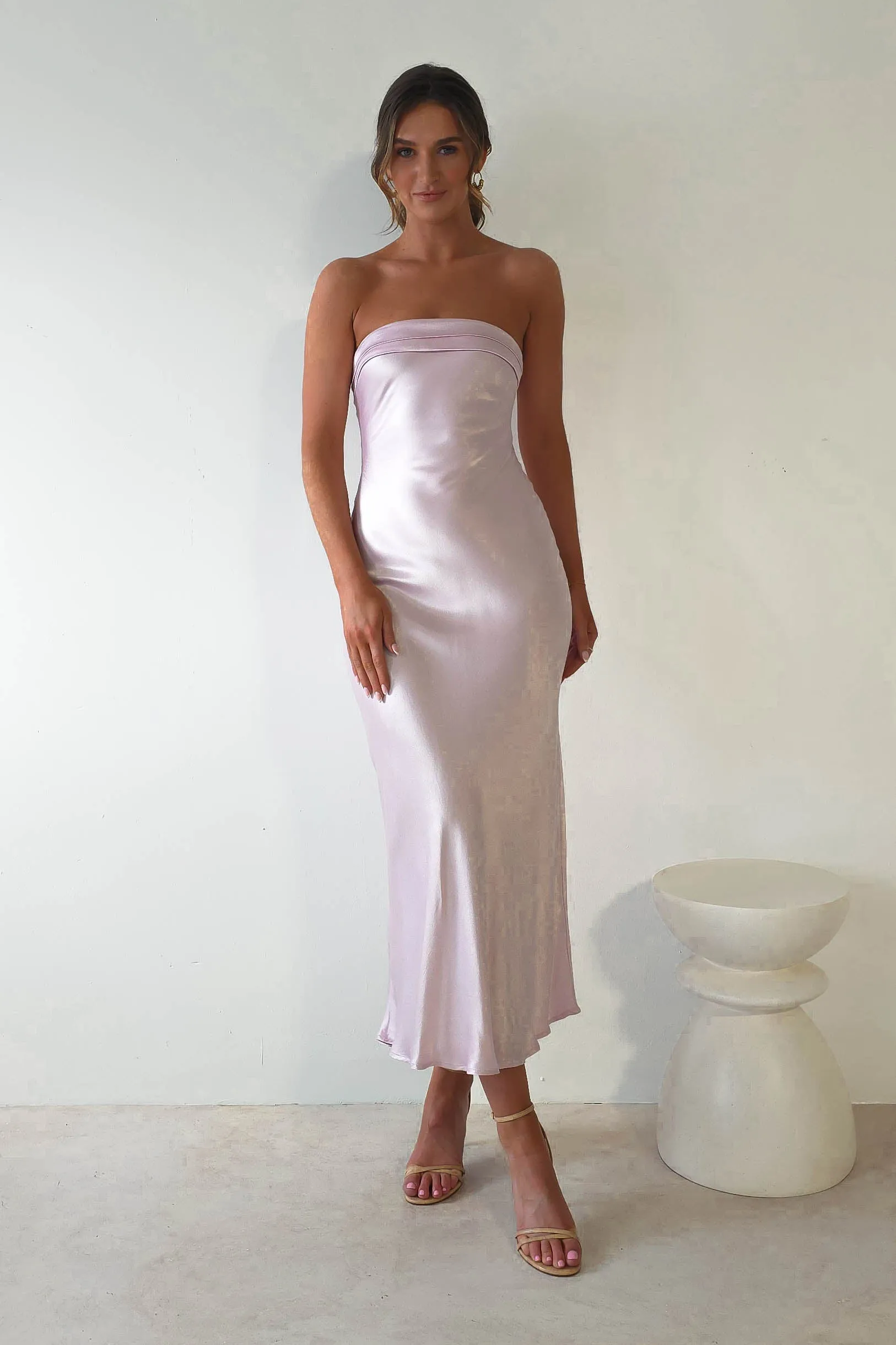 Lucia Soft Satin Slip Midi Dress | Pastel Pink