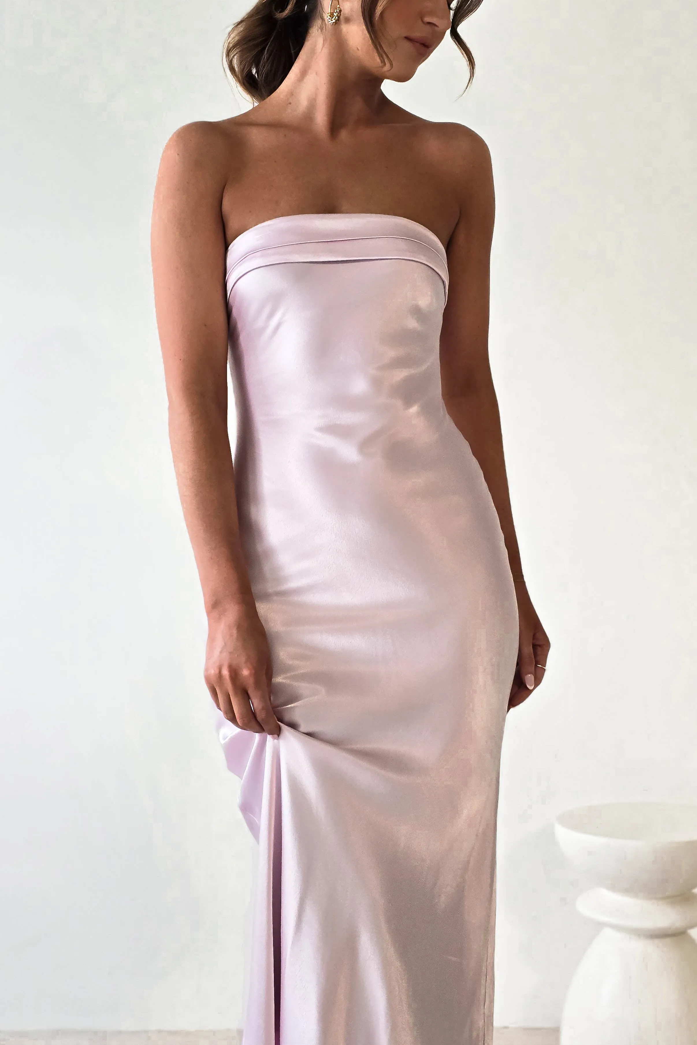 Lucia Soft Satin Slip Midi Dress | Pastel Pink