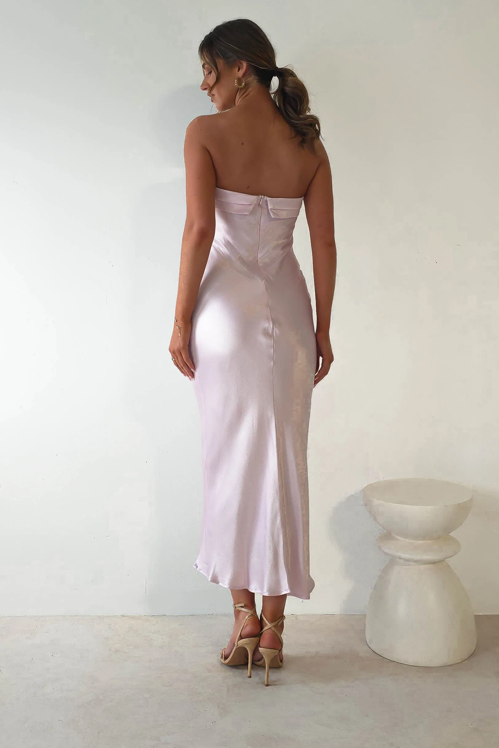 Lucia Soft Satin Slip Midi Dress | Pastel Pink