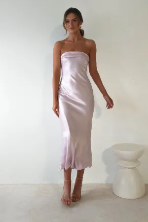 Lucia Soft Satin Slip Midi Dress | Pastel Pink