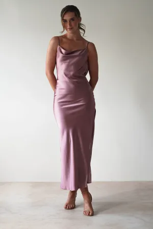 Luiza Low Back Satin Maxi Dress | Mauve