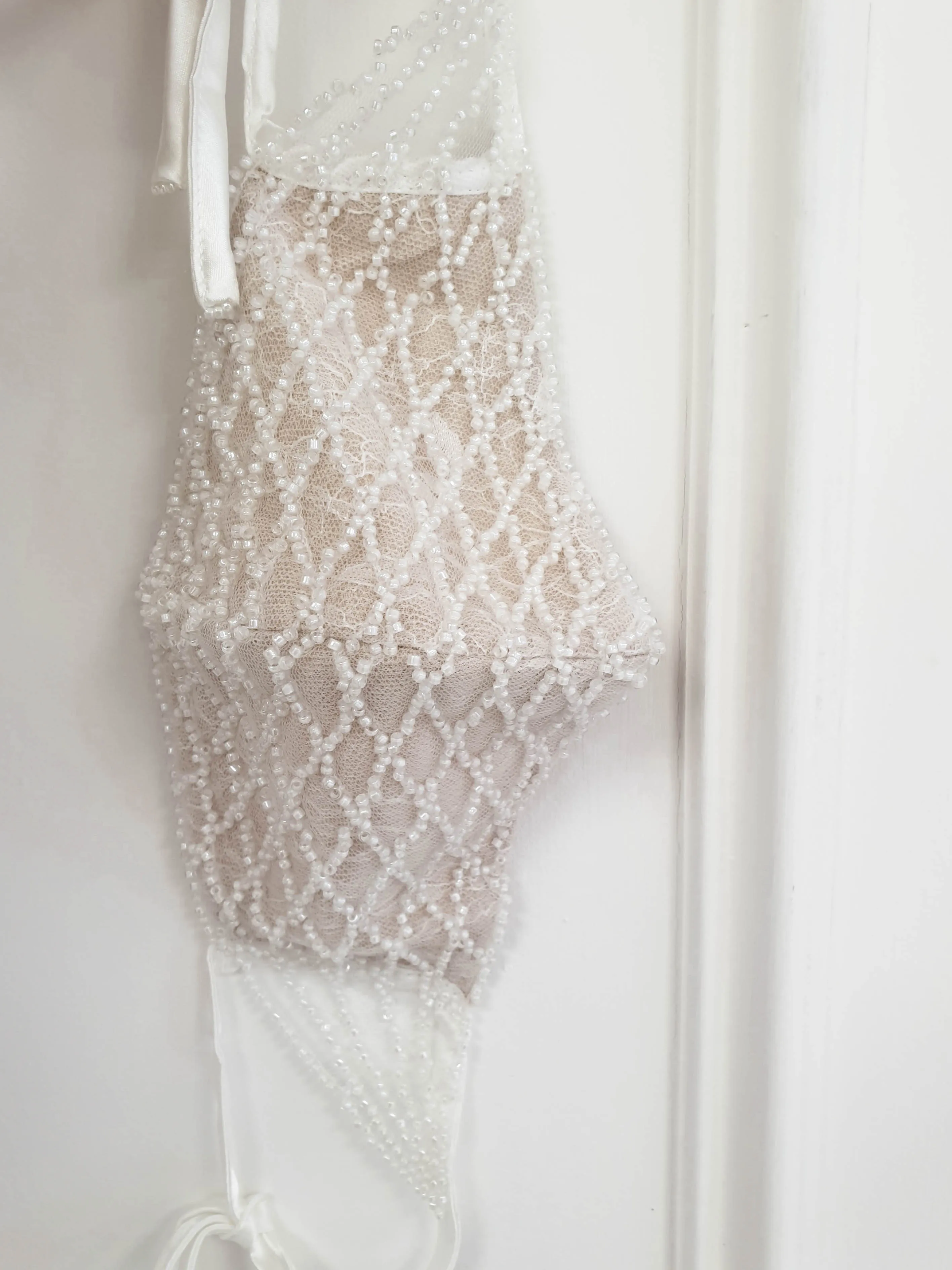 Luxury Embroidered Bridal Face Mask | Ivory