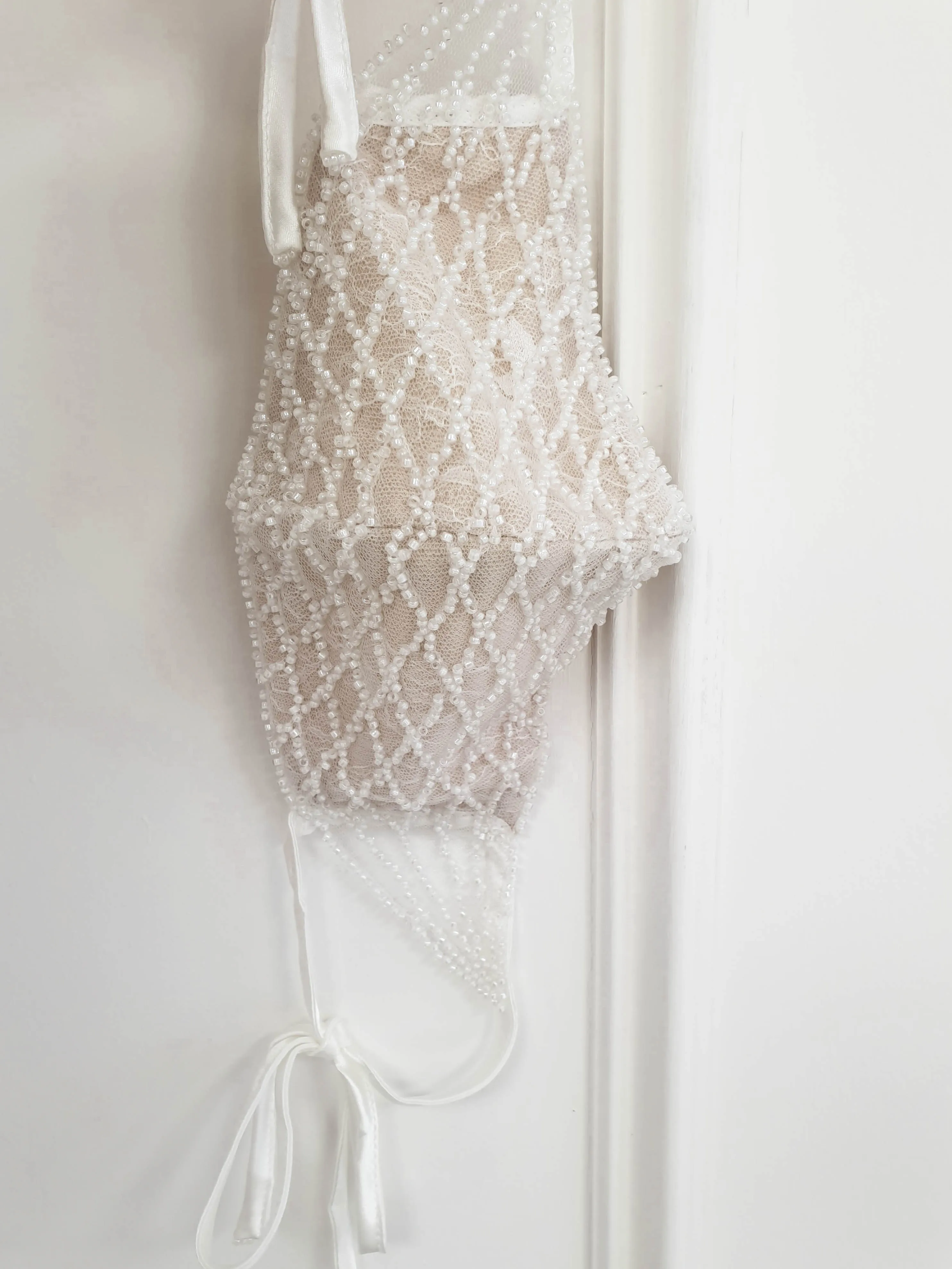 Luxury Embroidered Bridal Face Mask | Ivory