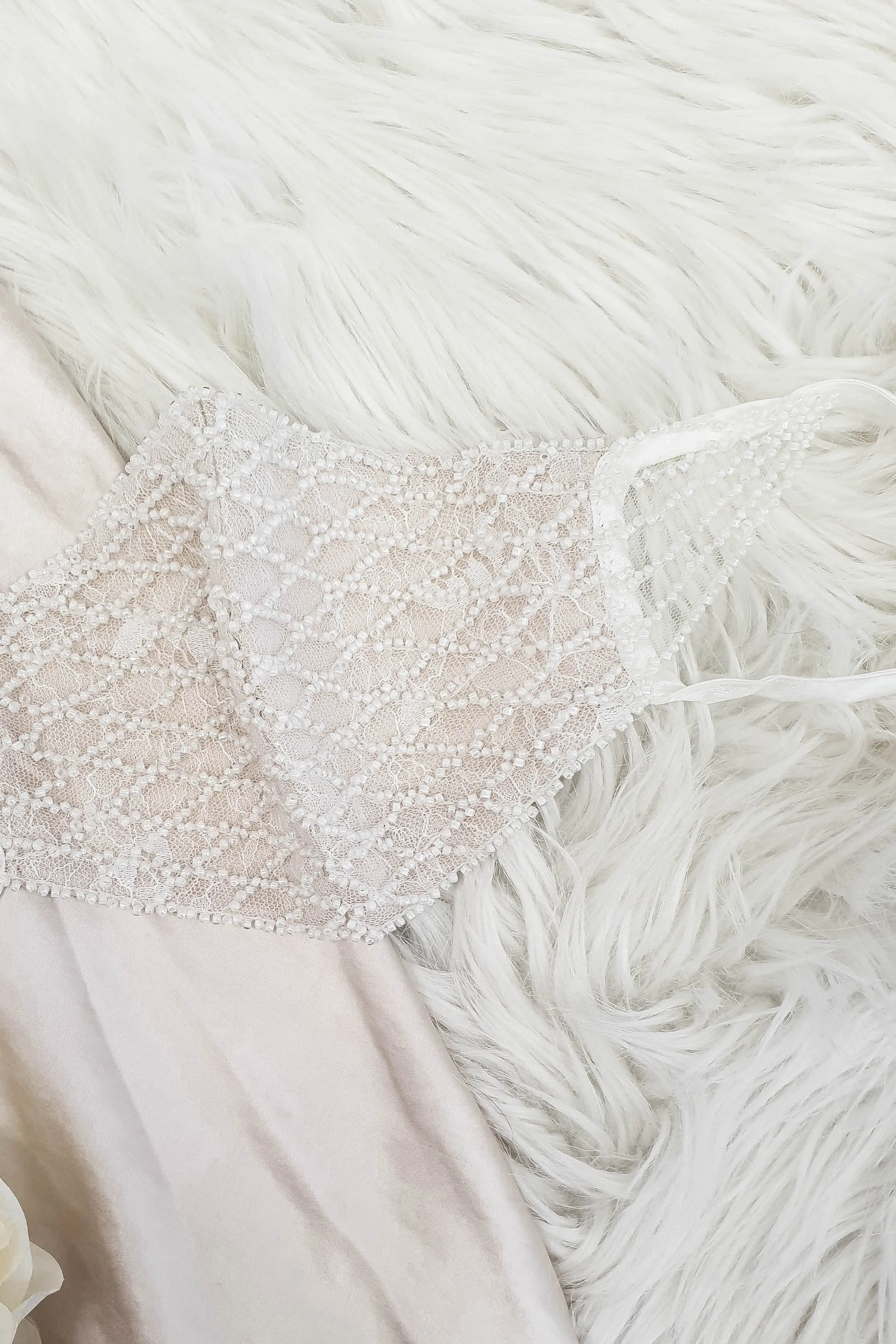 Luxury Embroidered Bridal Face Mask | Ivory