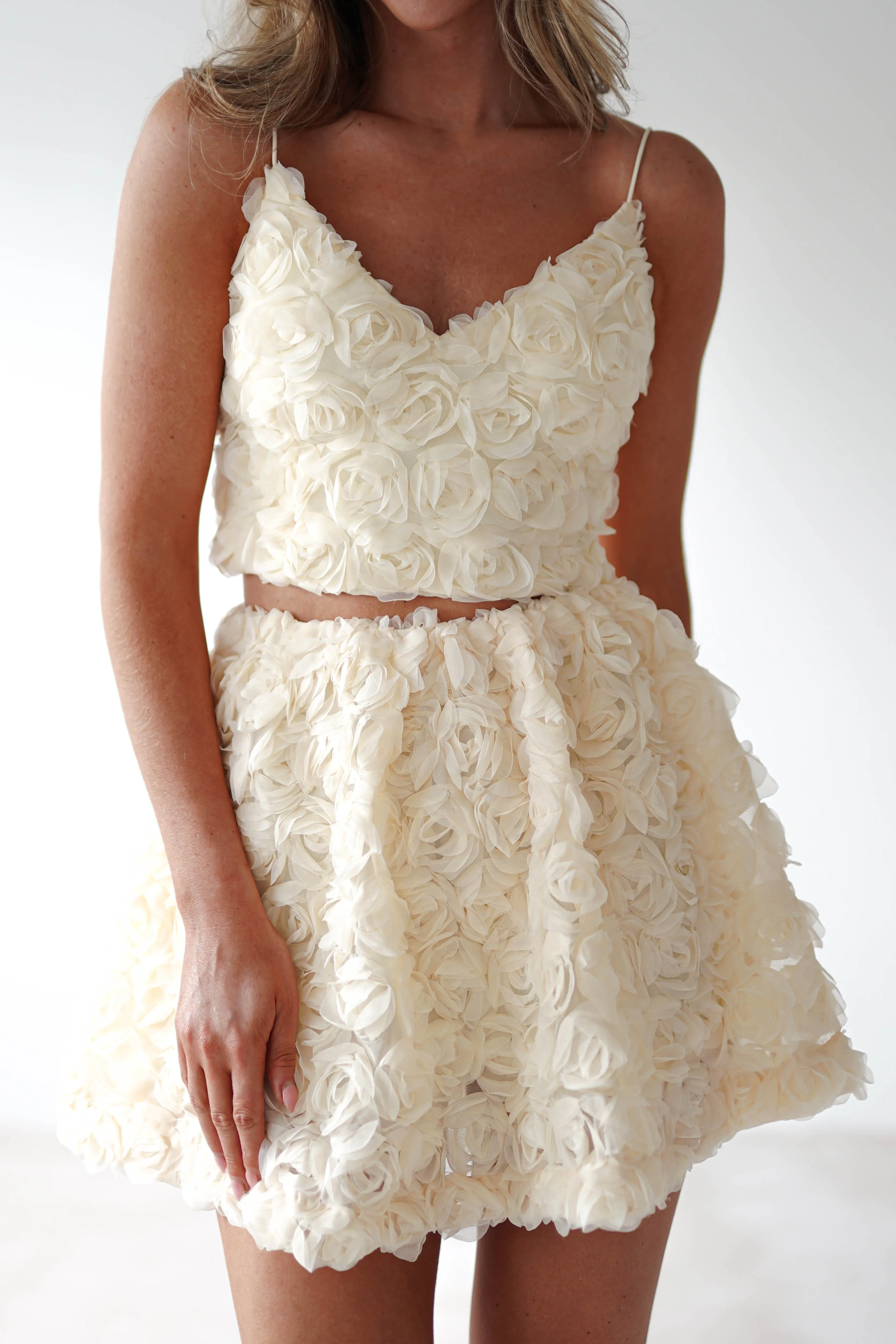 Lydia Floral-Appliqu Top & Skirt Set | Butter