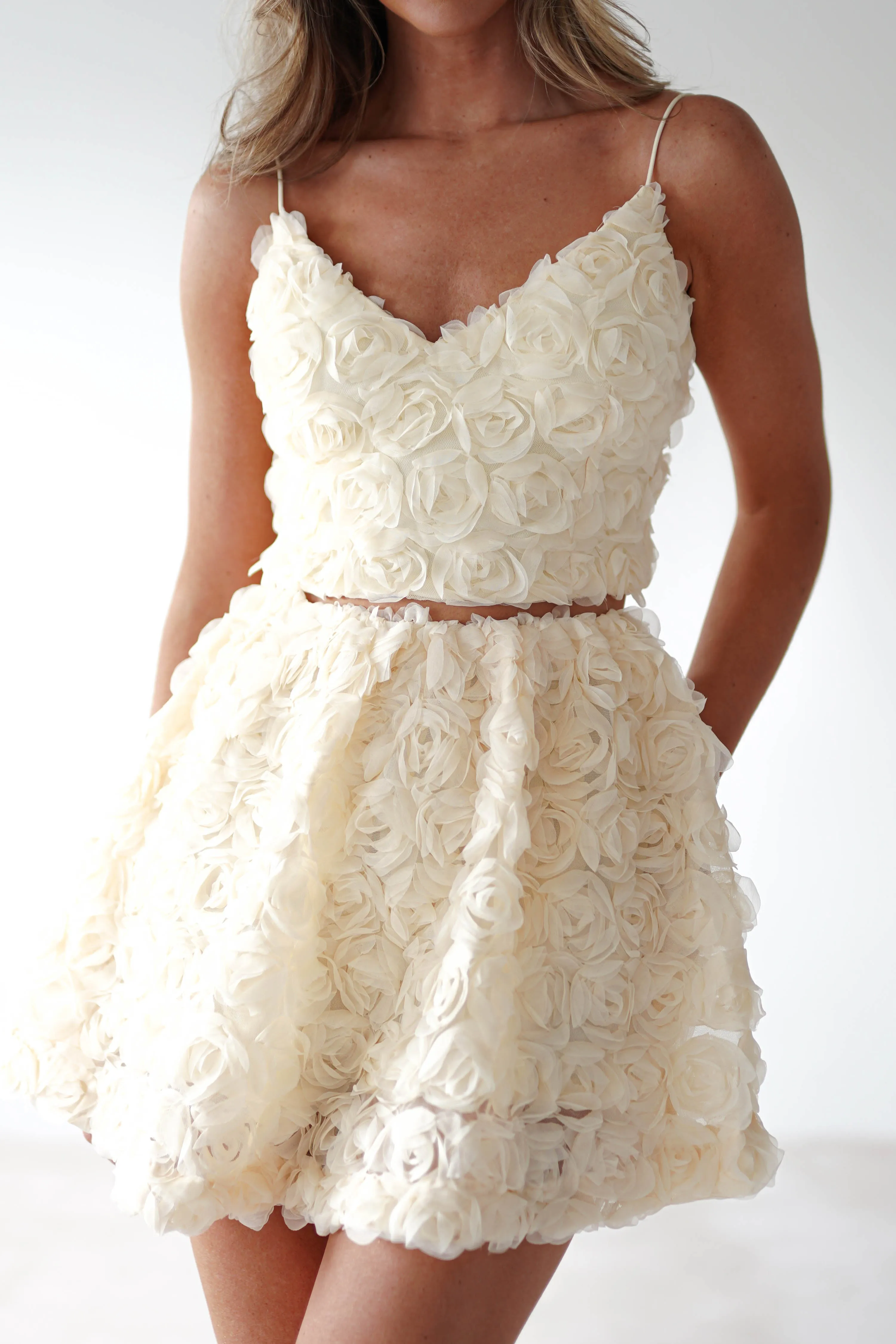 Lydia Floral-Appliqu Top & Skirt Set | Butter