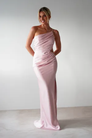Lyra Soft Matte Satin Maxi Dress | Blush Pink