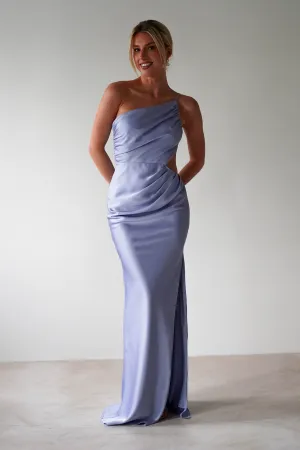 Lyra Soft Matte Satin Maxi Dress | Periwinkle Blue