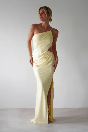 Lyra Soft Matte Satin Maxi Dress | Yellow
