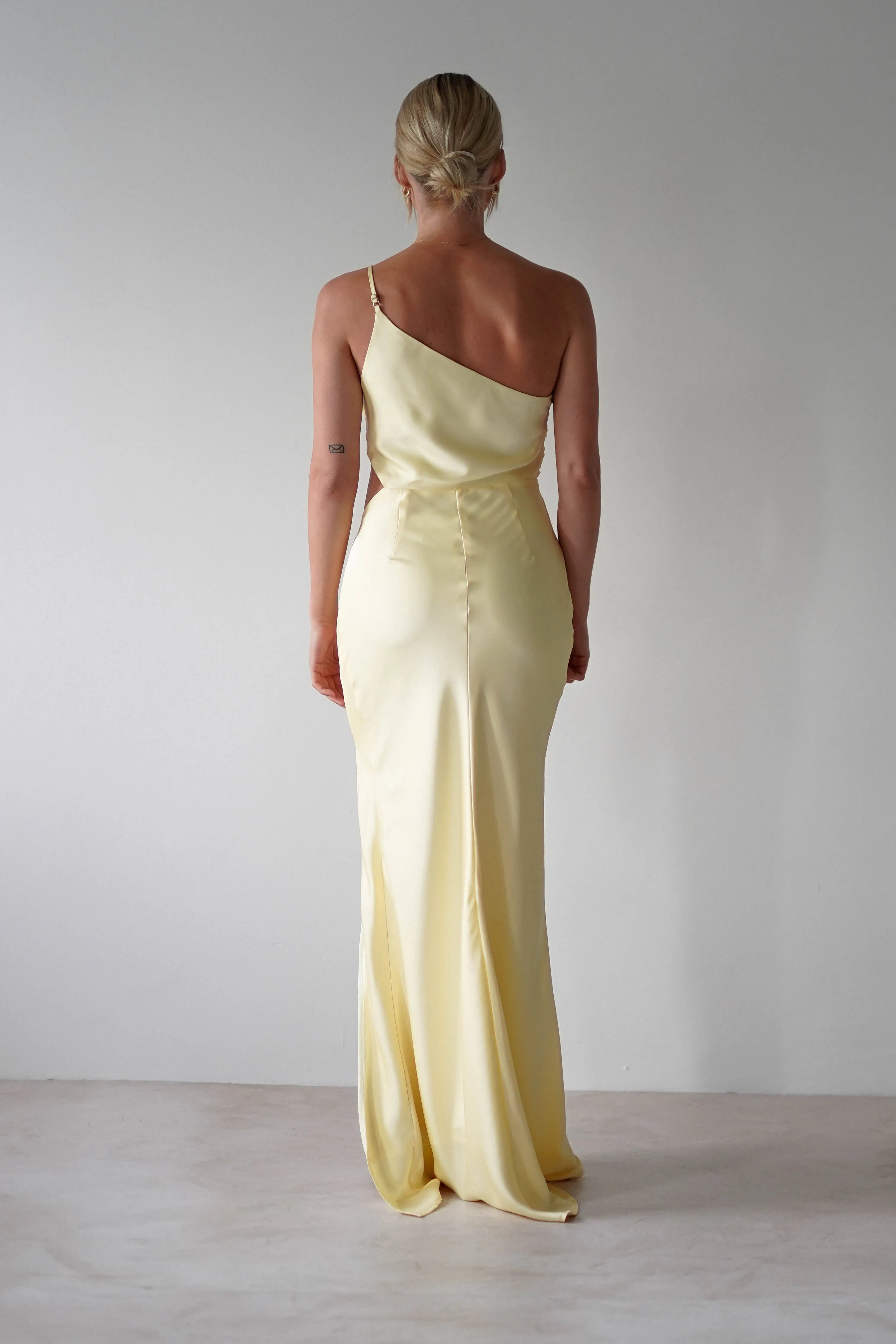 Lyra Soft Matte Satin Maxi Dress | Yellow