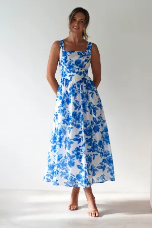 Maisie Floral Skater Maxi Dress | Blue