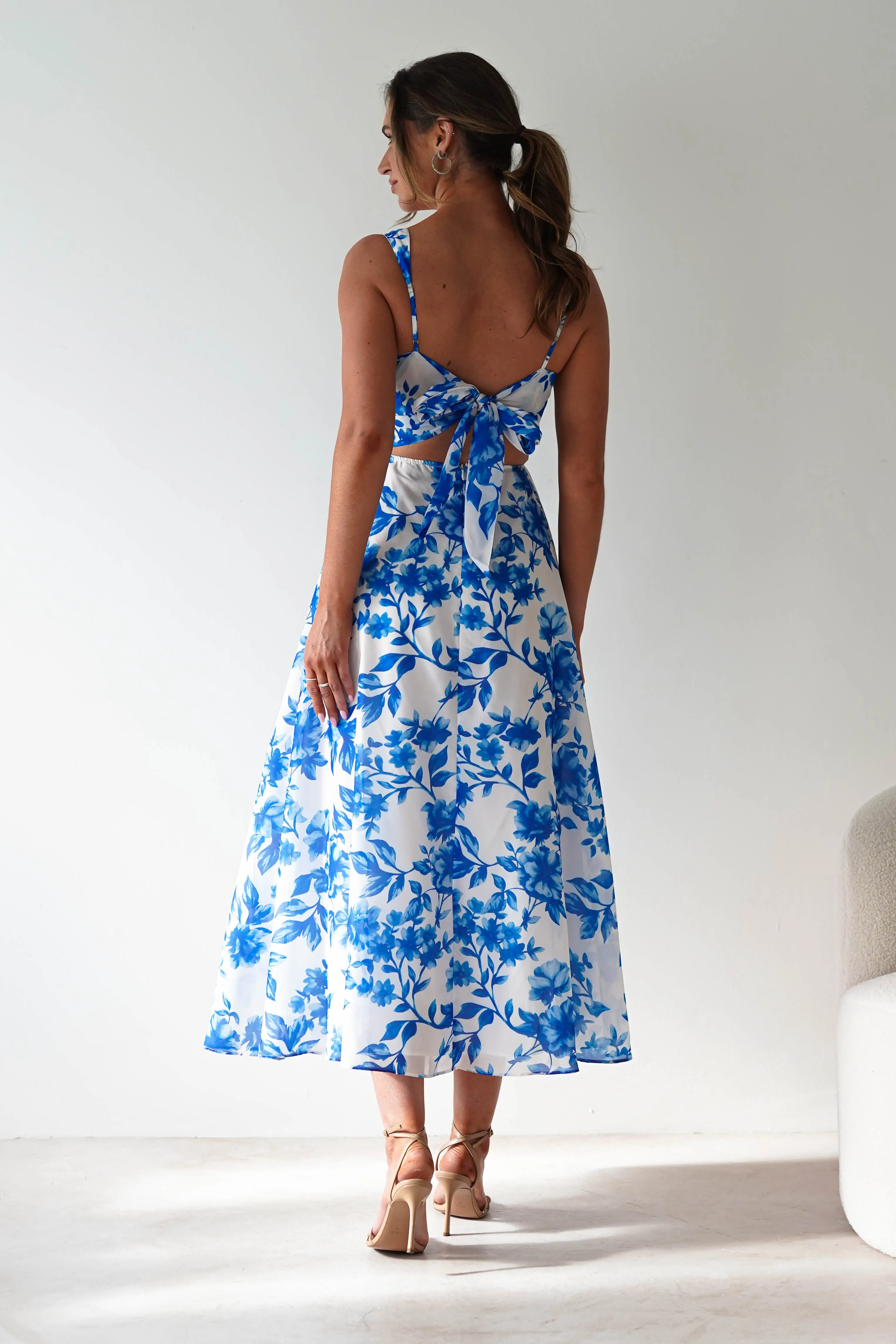 Maisie Floral Skater Maxi Dress | Blue