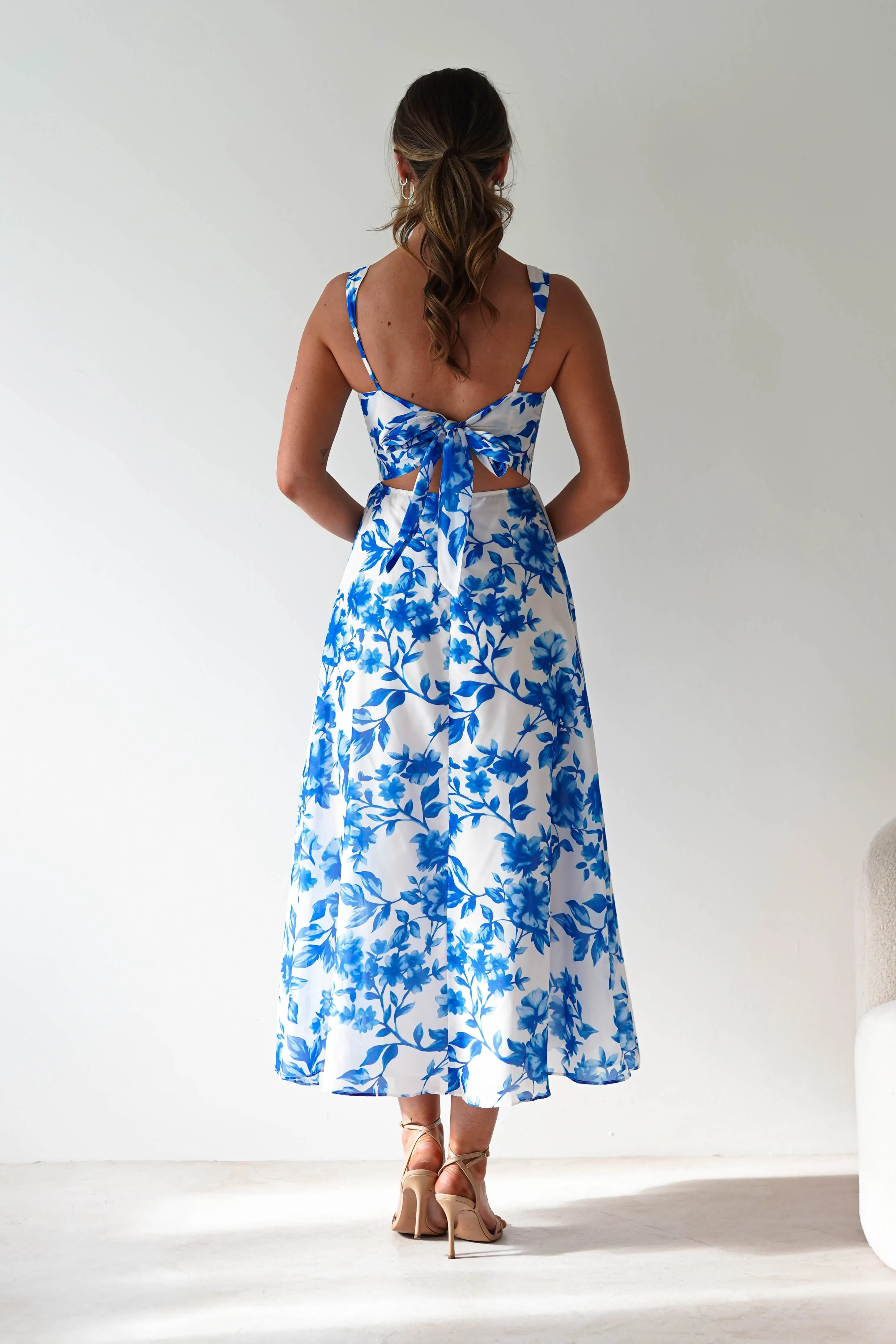 Maisie Floral Skater Maxi Dress | Blue
