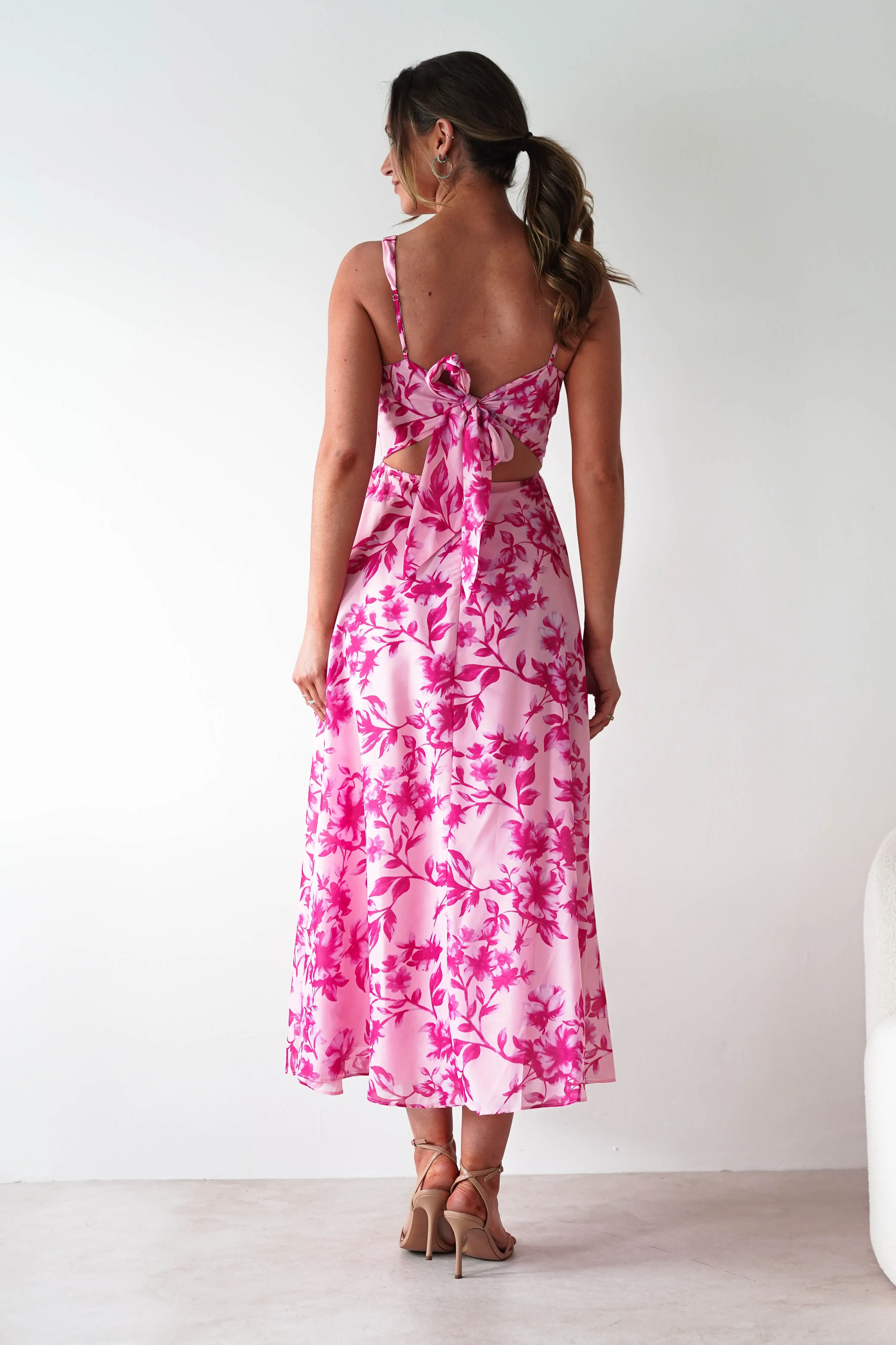 Maisie Floral Skater Maxi Dress | Pink