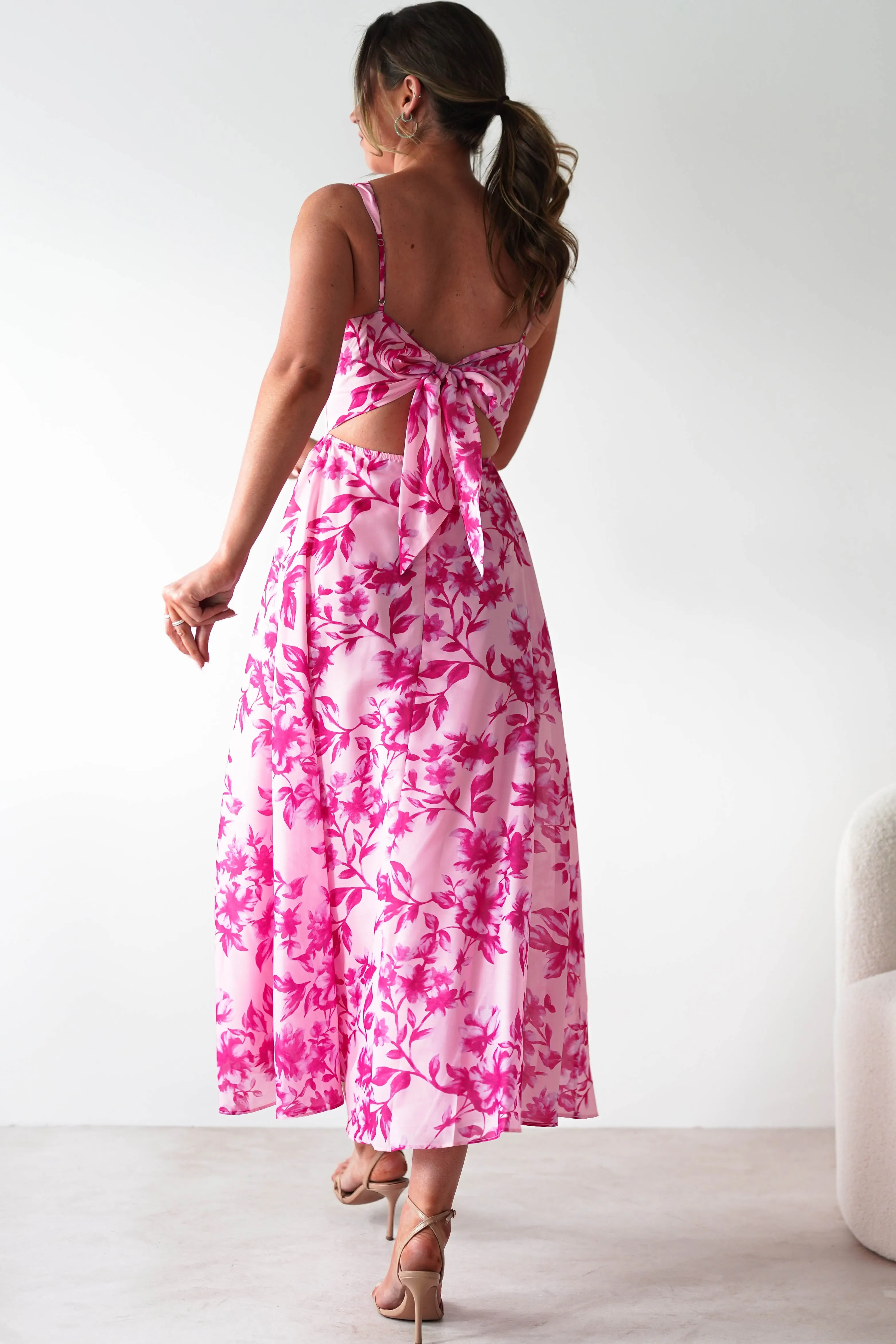 Maisie Floral Skater Maxi Dress | Pink