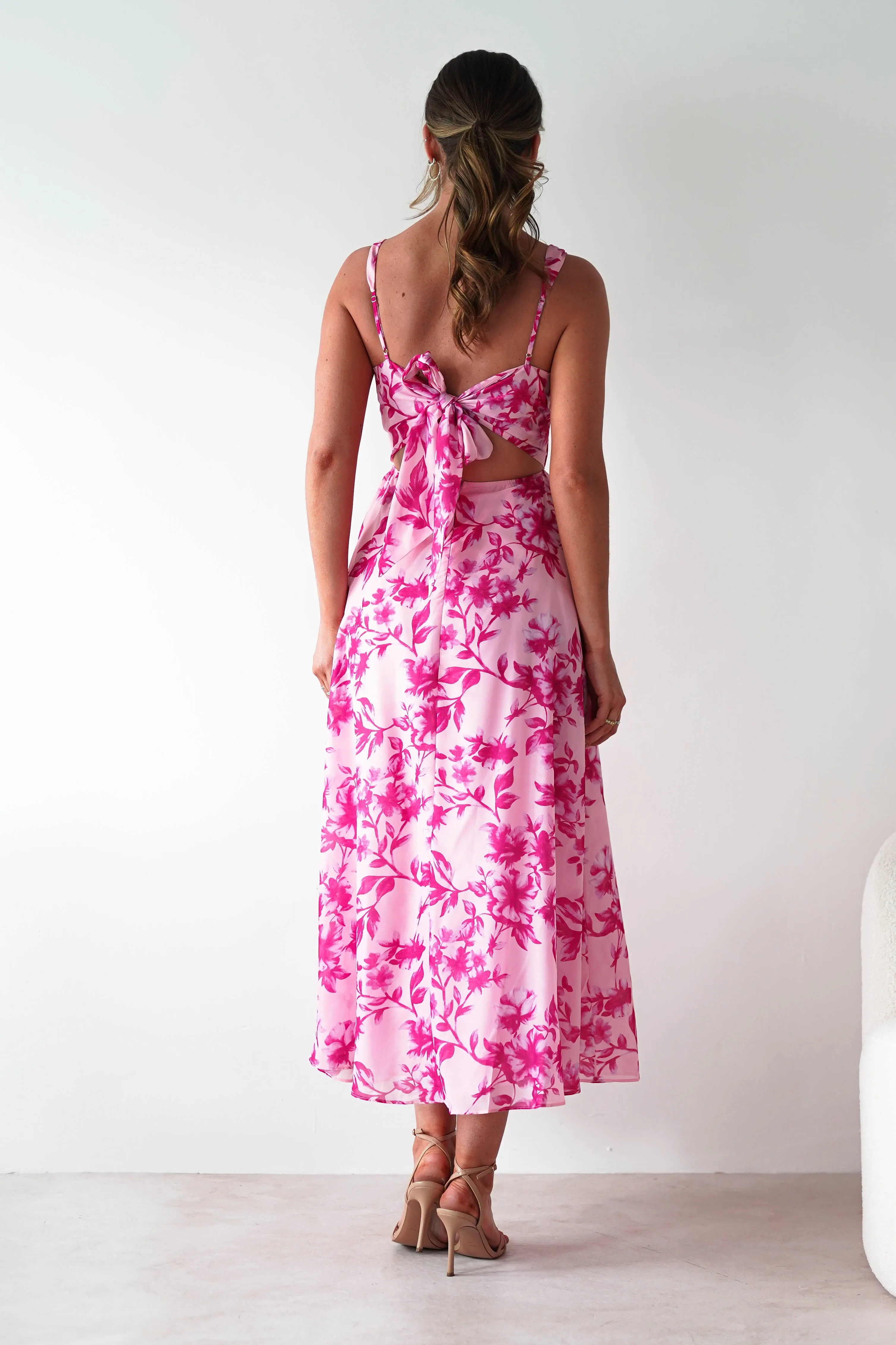 Maisie Floral Skater Maxi Dress | Pink