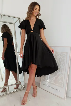 Maleri Satin Midi Dress  dress,evening dress,graduation dress,party dress,birthday dress,beautiful dress,dress,summer dress,beautiful dressBlack