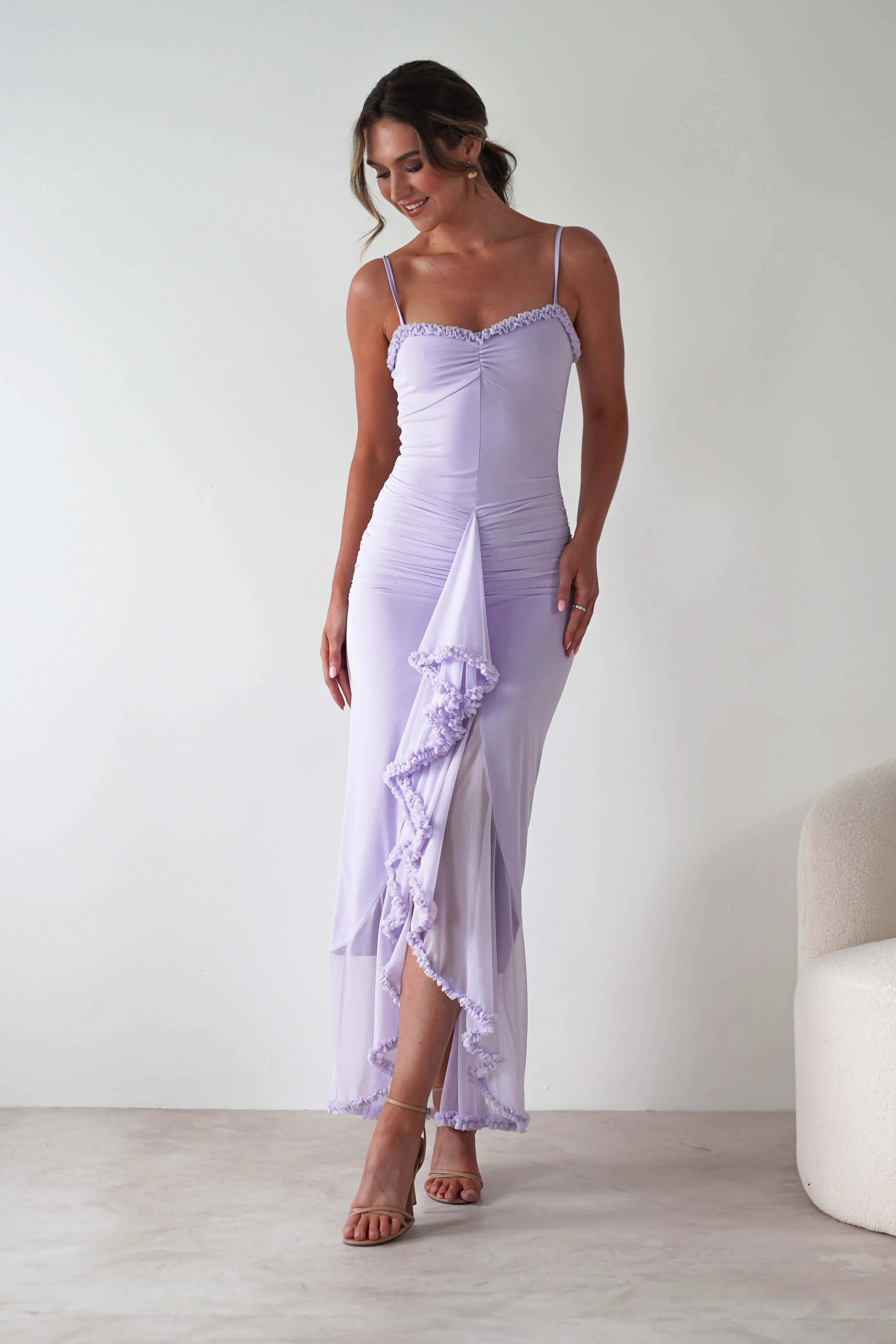 Manuella Mesh Bodycon Midaxi Dress | Lilac