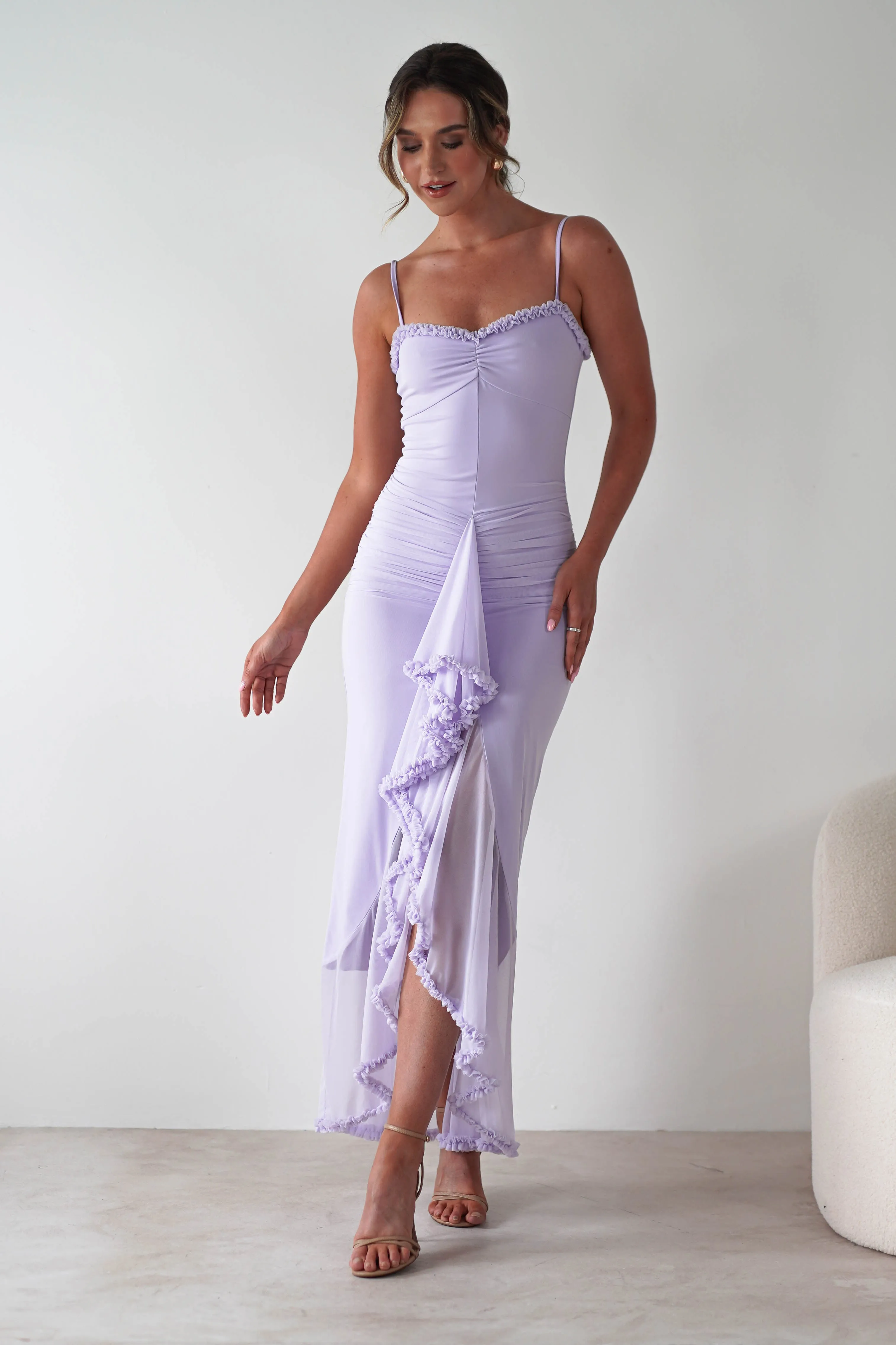 Manuella Mesh Bodycon Midaxi Dress | Lilac