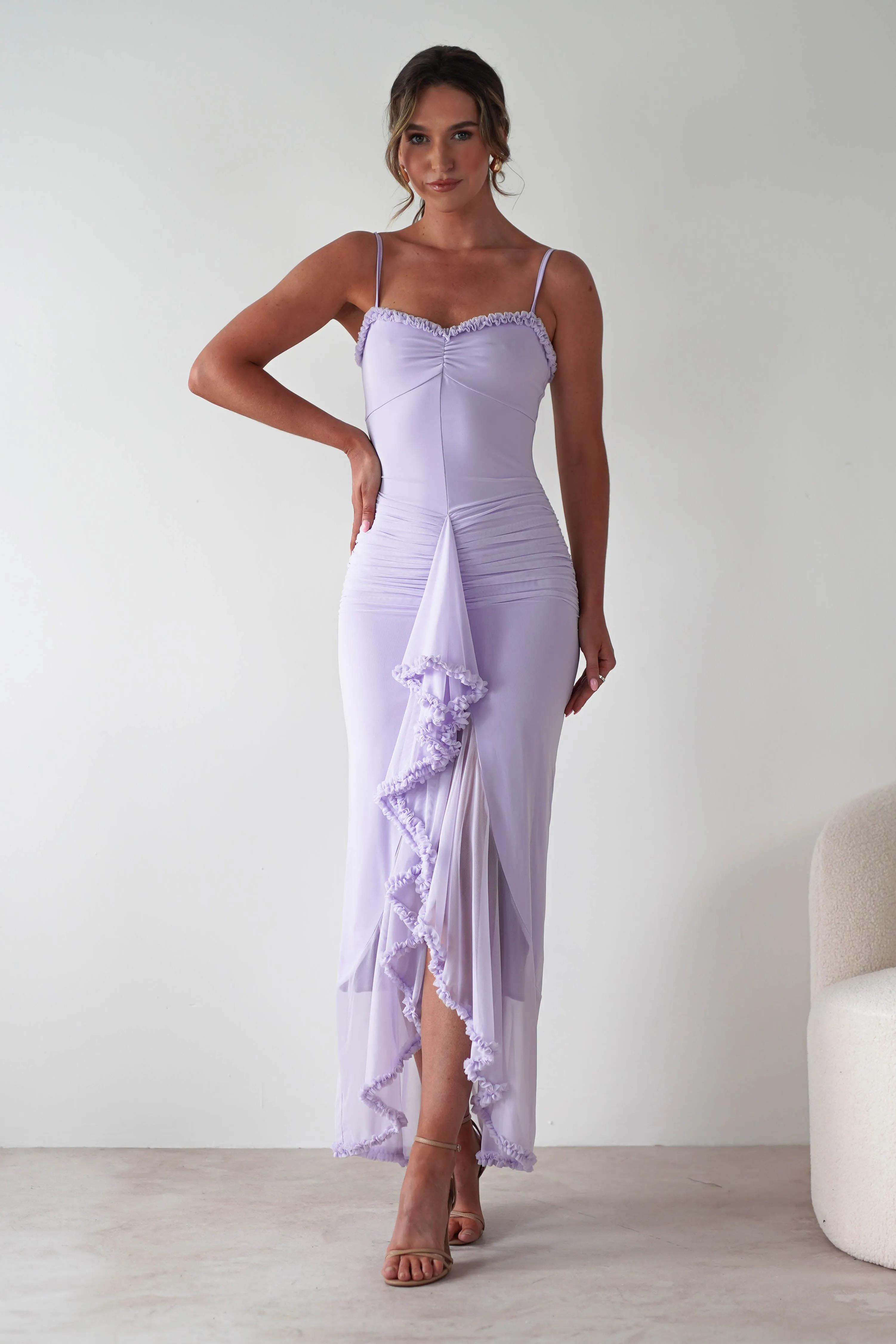 Manuella Mesh Bodycon Midaxi Dress | Lilac