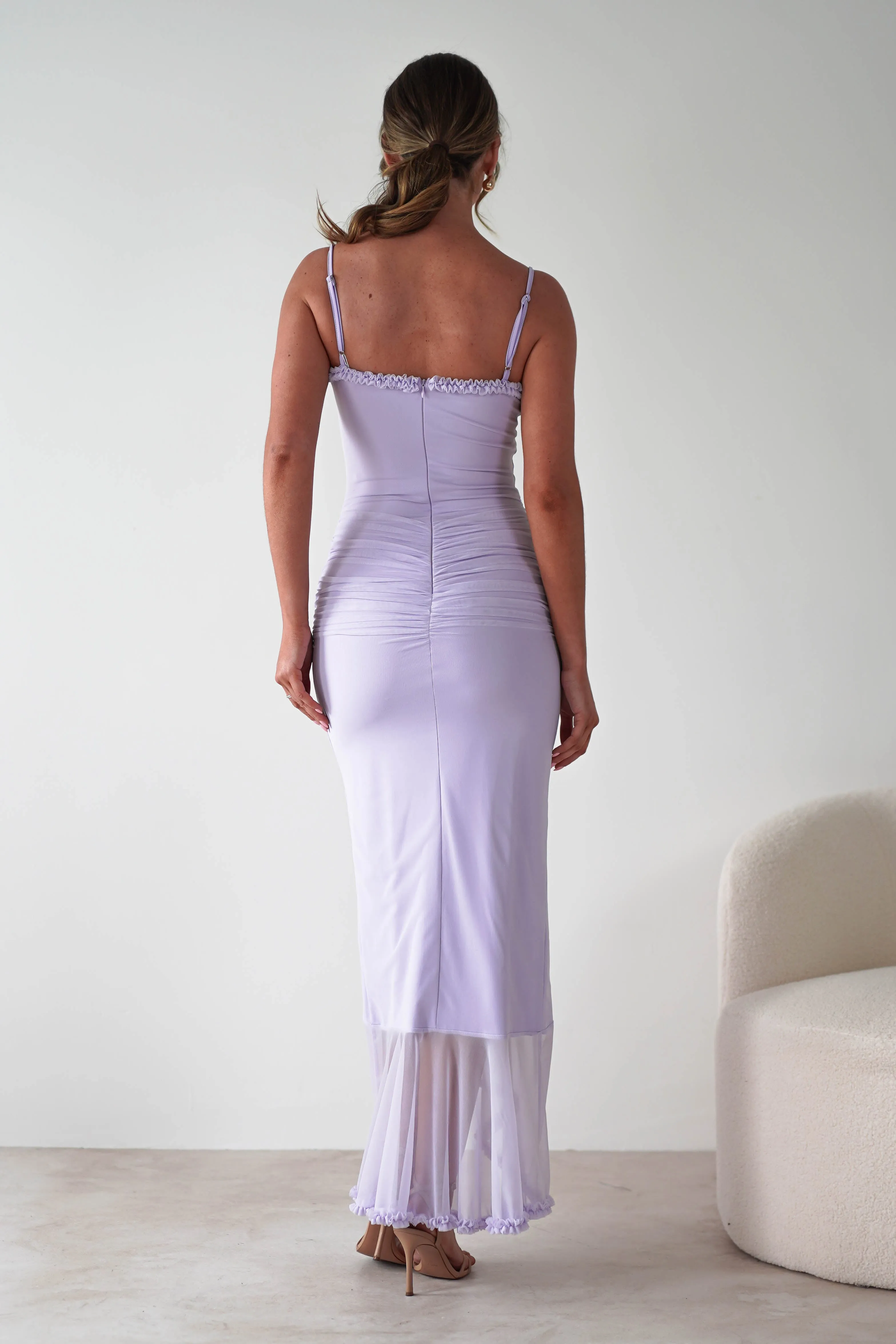 Manuella Mesh Bodycon Midaxi Dress | Lilac