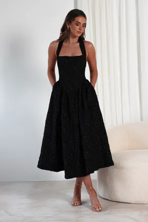 Margot Textured Midaxi Dress  dress,evening dress,graduation dress,party dress,birthday dress,beautiful dress,dress,summer dress,beautiful dressBlack