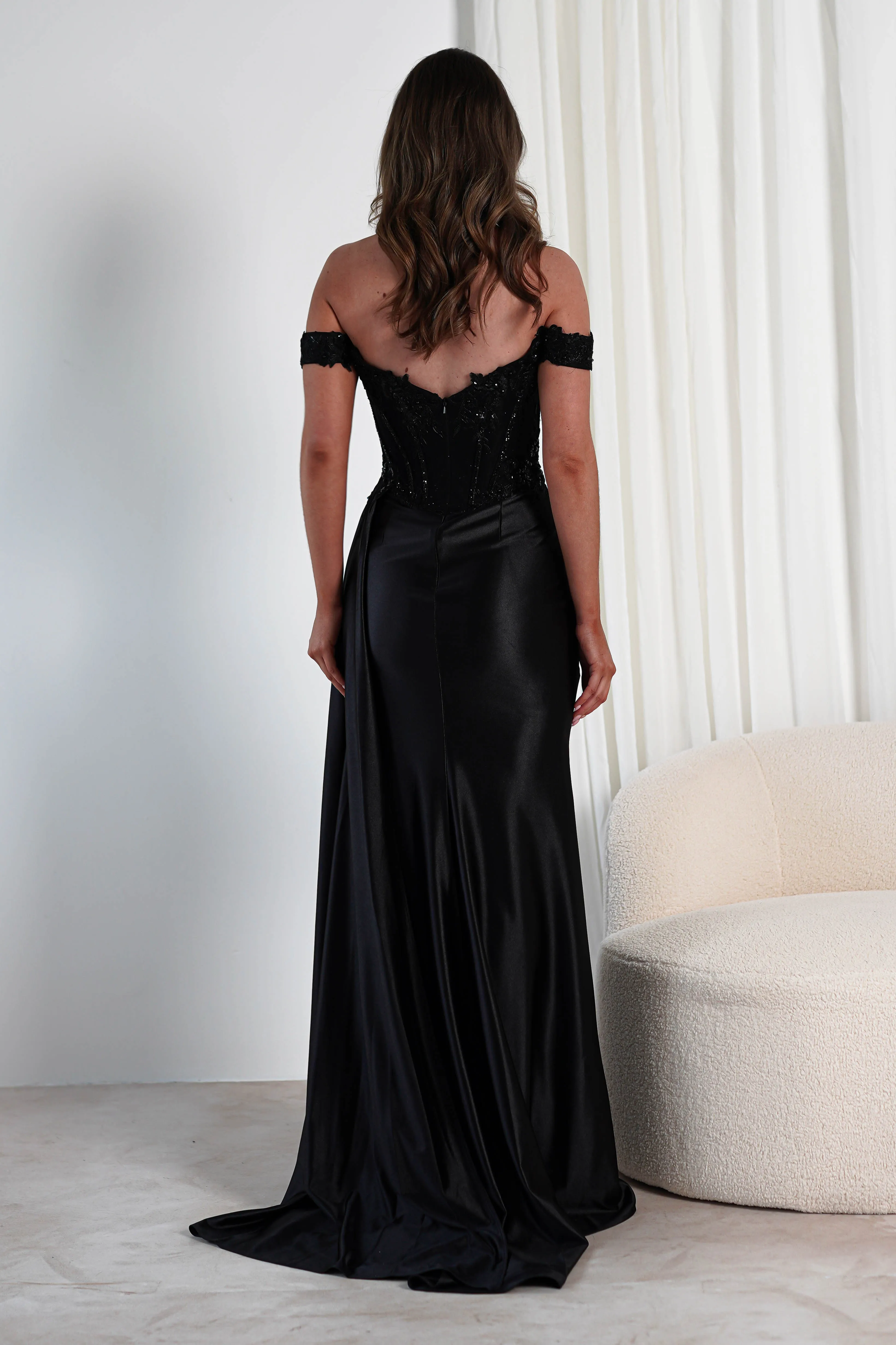 Marsela Lace Bodice Gown | Black