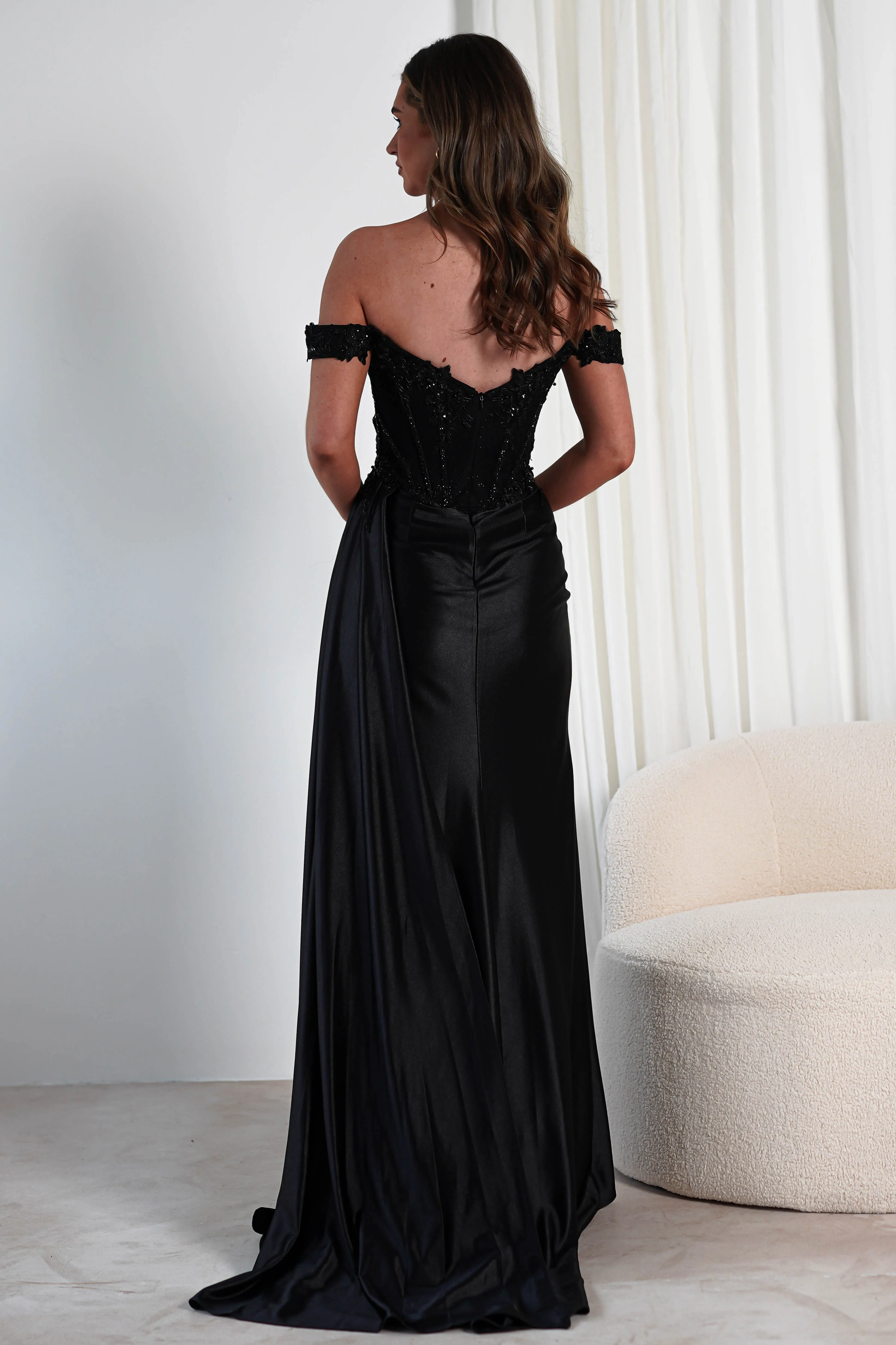 Marsela Lace Bodice Gown | Black