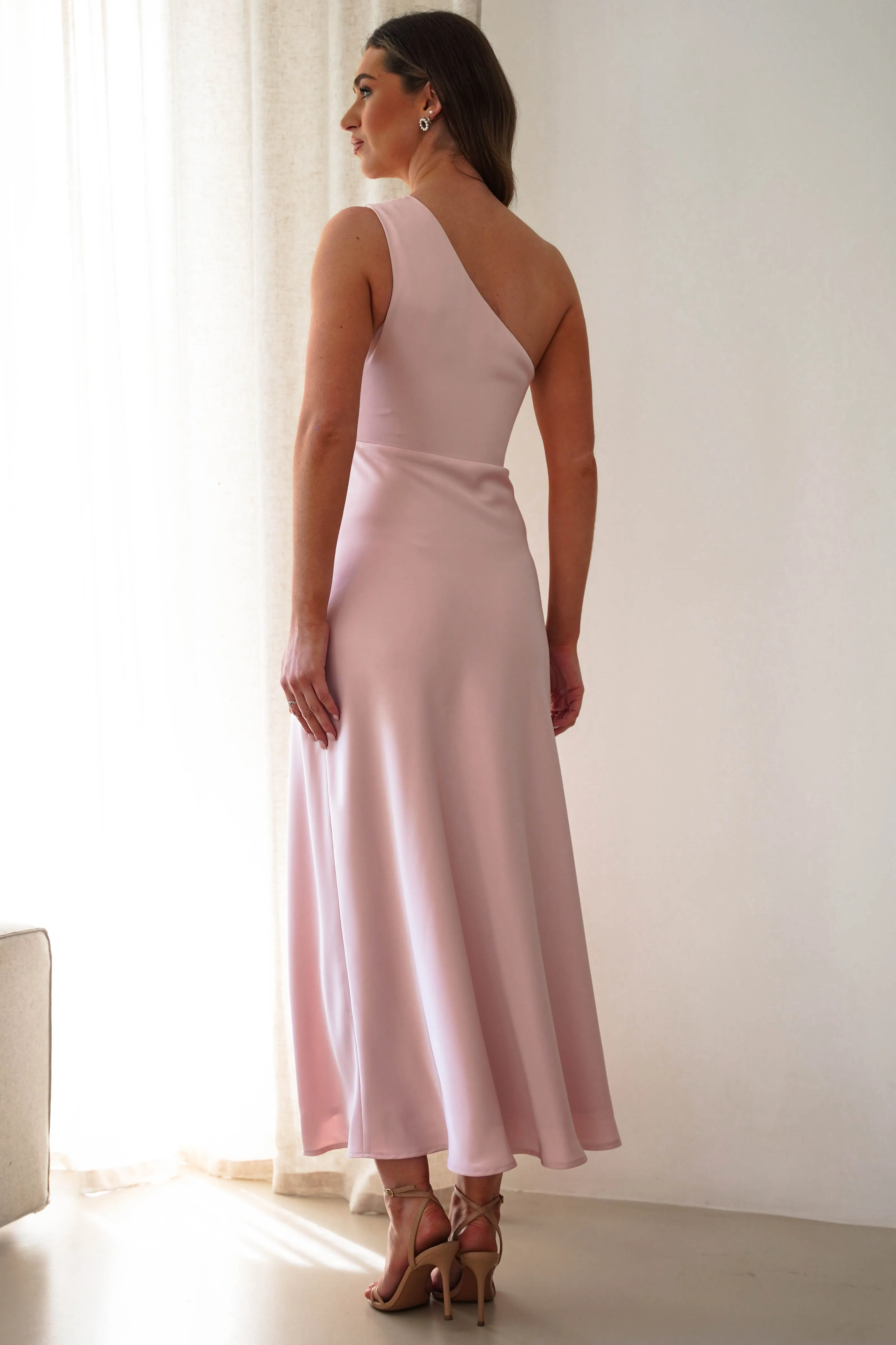 Meera Soft Matte Satin Midaxi Dress | Blush Pink