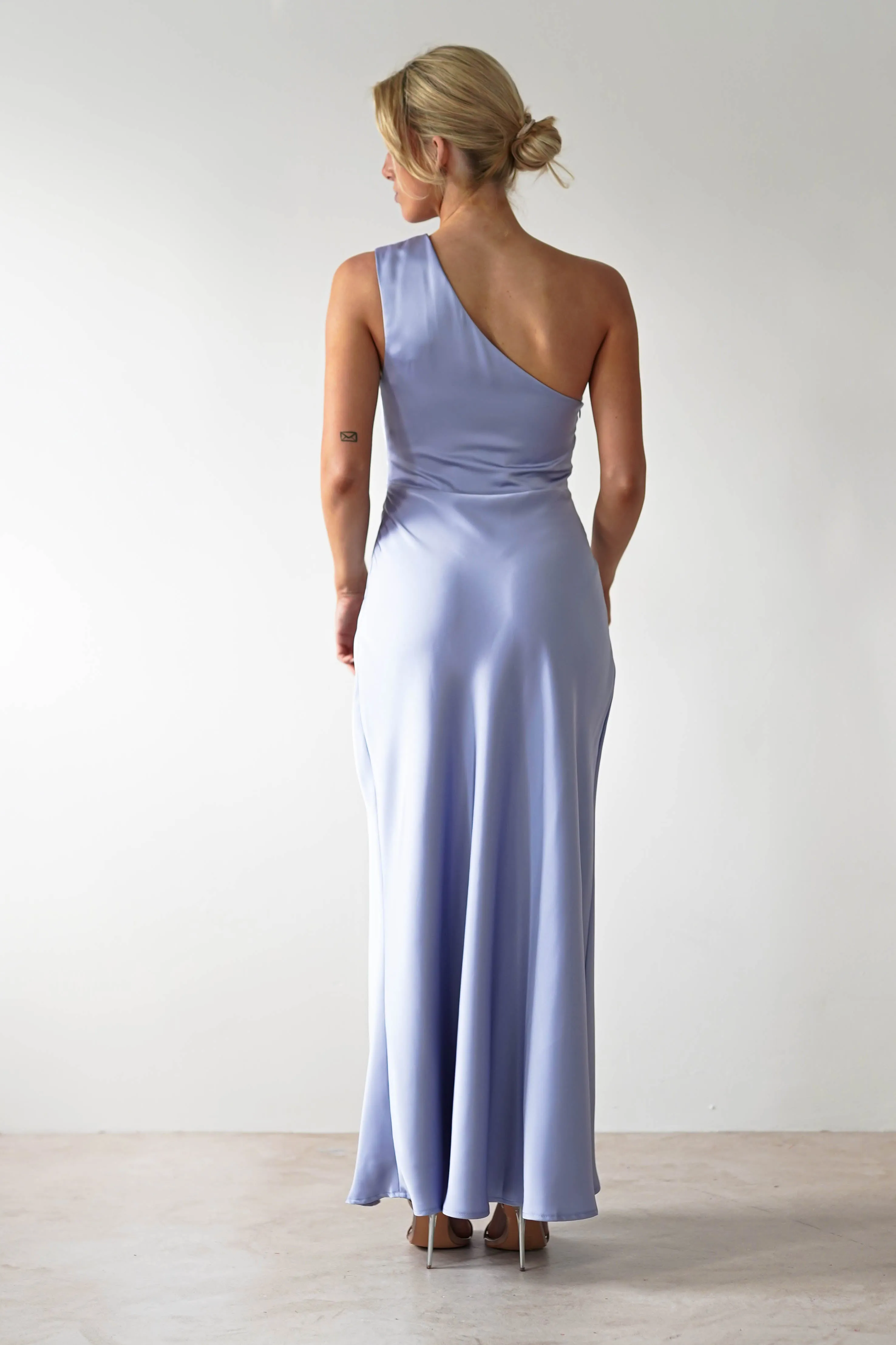 Meera Soft Matte Satin Midaxi Dress | Periwinkle Blue