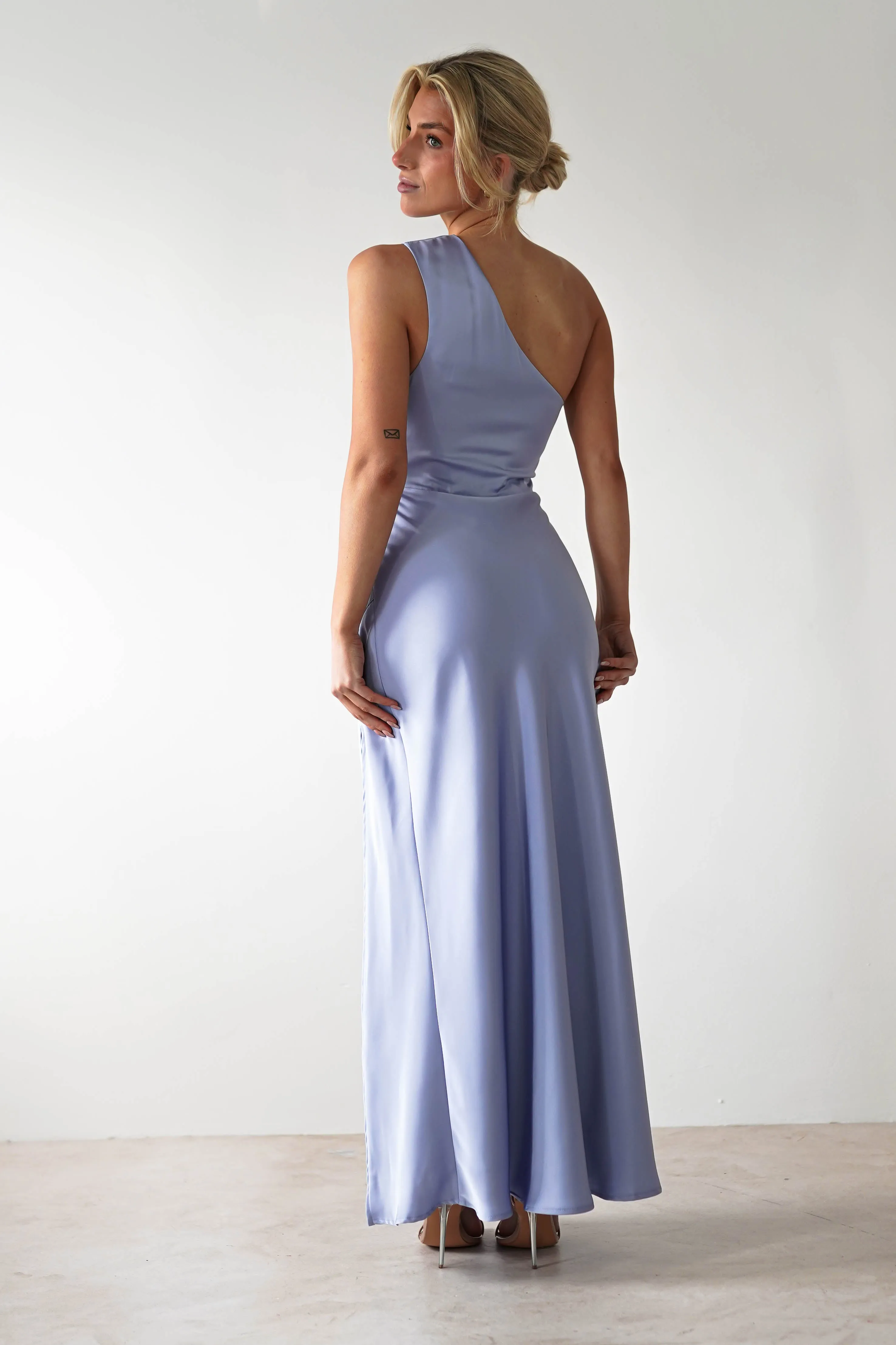 Meera Soft Matte Satin Midaxi Dress | Periwinkle Blue
