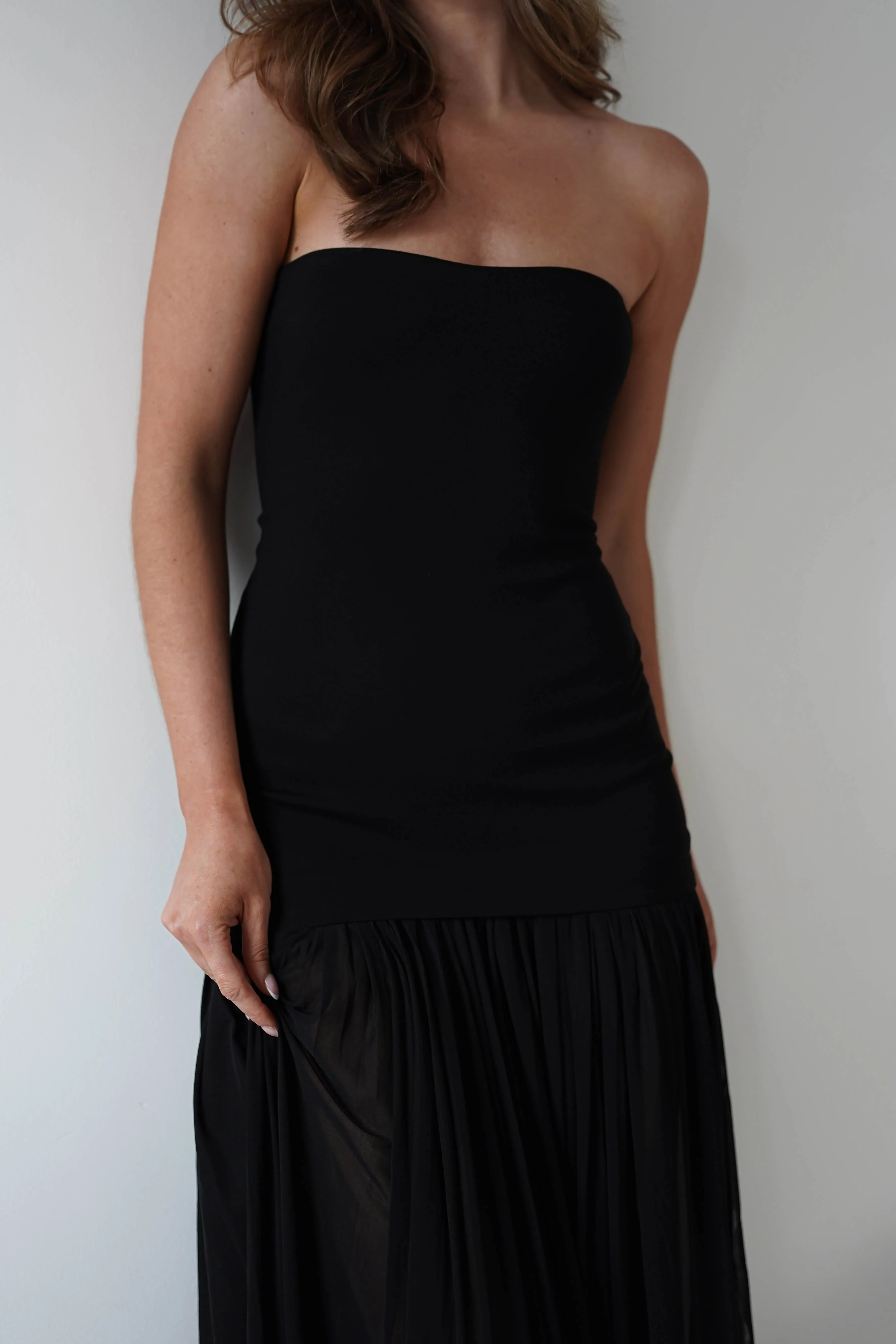 Mel Strapless Chiffon Skirt Maxi Dress  dress,evening dress,graduation dress,party dress,birthday dress,beautiful dress,dress,summer dress,beautiful dressBlack